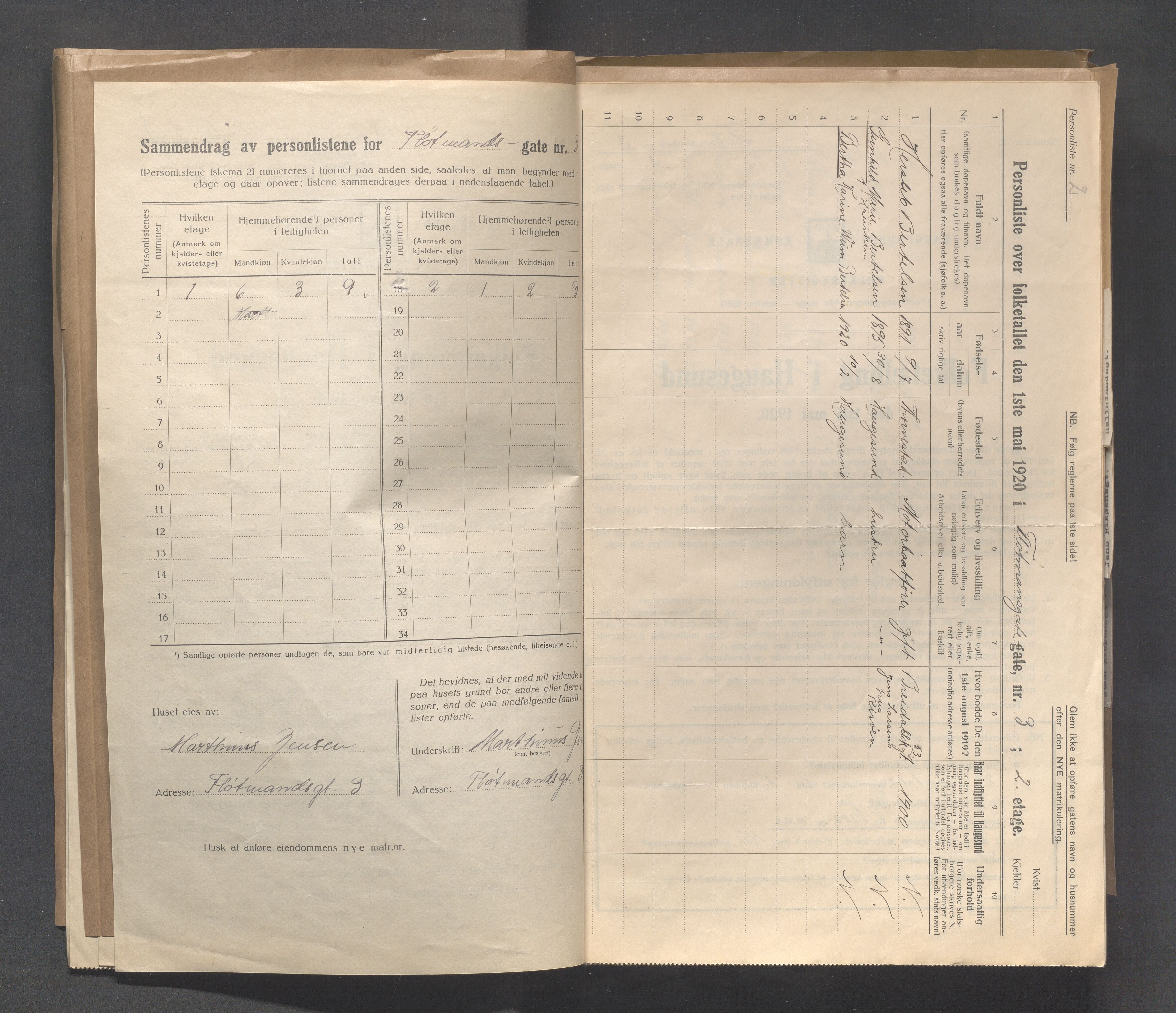 IKAR, Local census 1.5.1920 for Haugesund, 1920, p. 6373