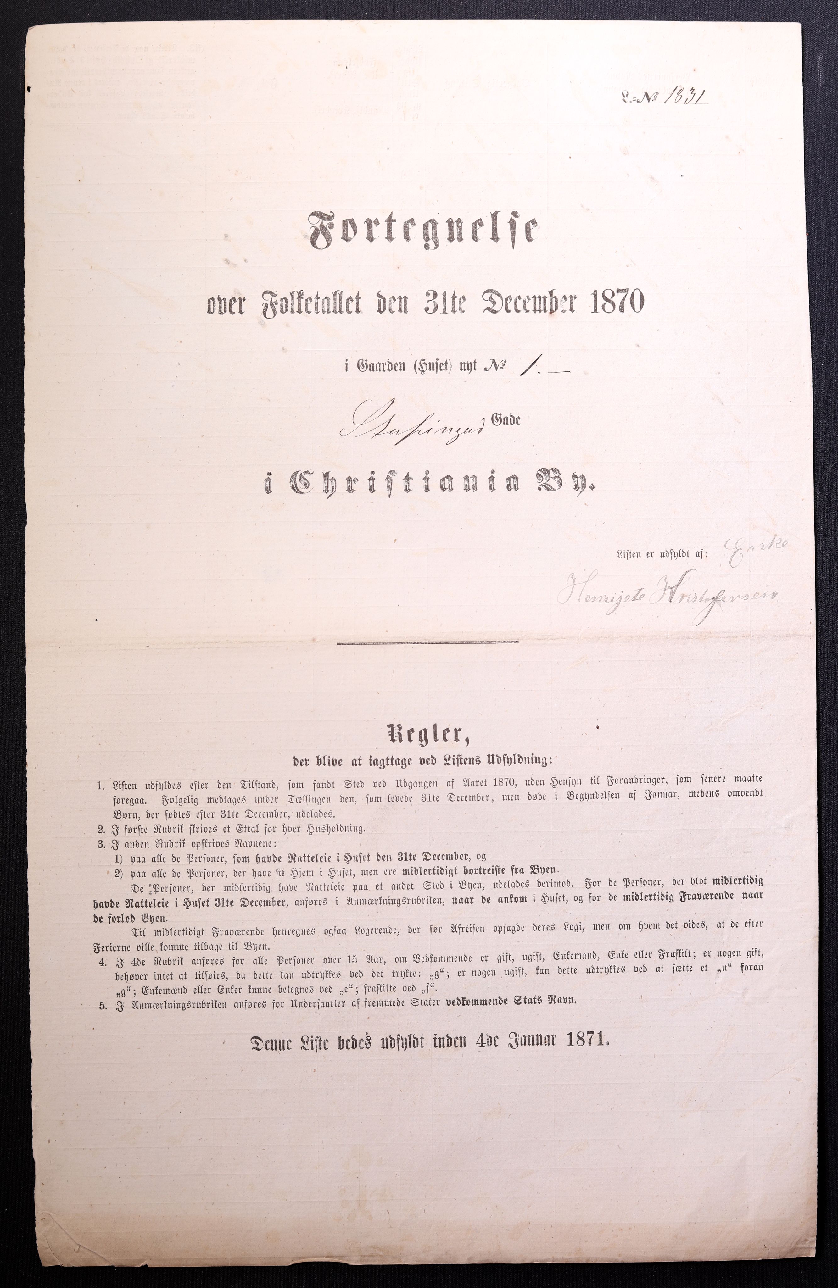 RA, 1870 census for 0301 Kristiania, 1870, p. 4073