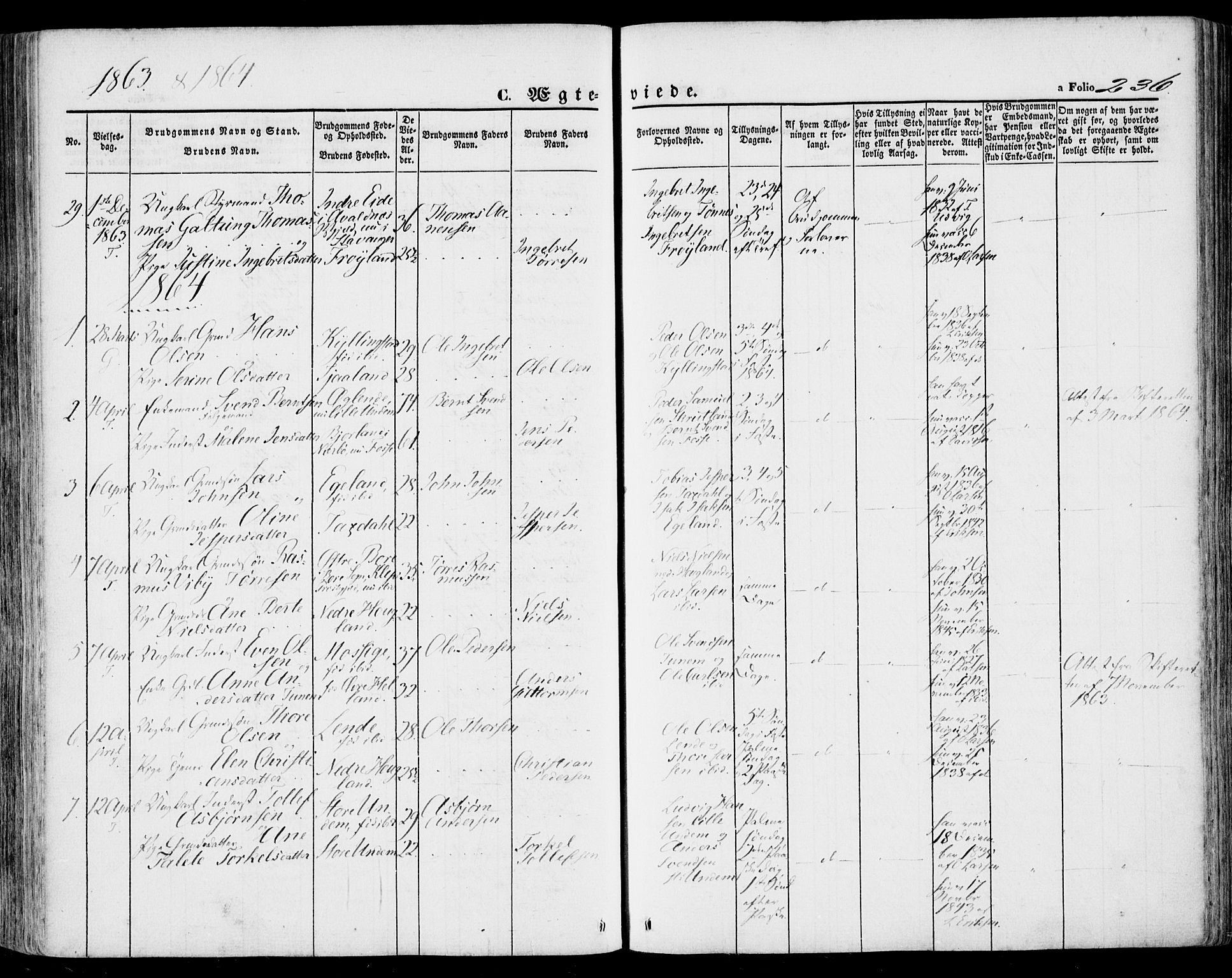 Lye sokneprestkontor, SAST/A-101794/001/30BA/L0007: Parish register (official) no. A 6, 1856-1871, p. 236