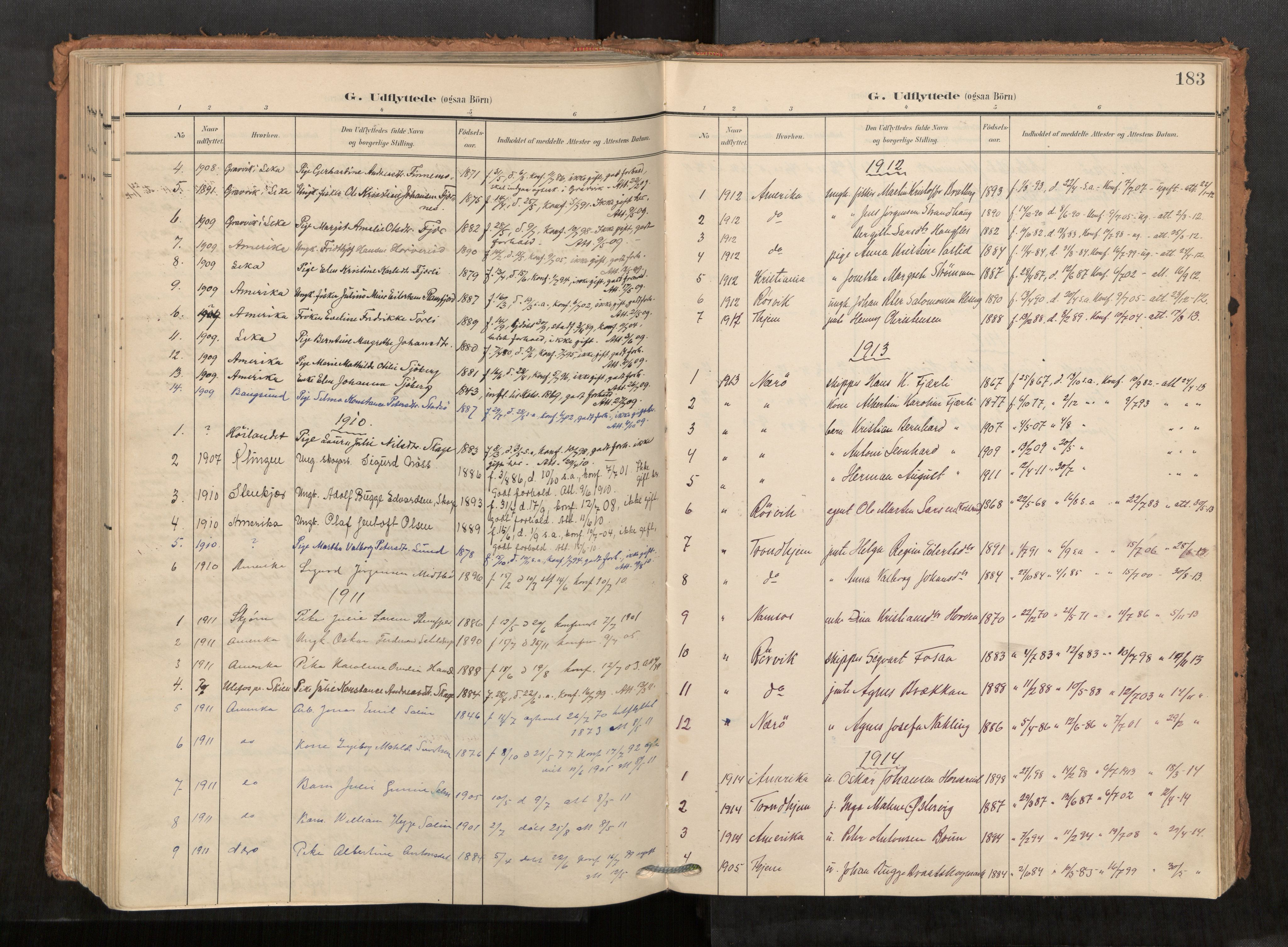 Kolvereid sokneprestkontor, SAT/A-1171/H/Ha/Haa/L0001: Parish register (official) no. 1, 1903-1922, p. 183