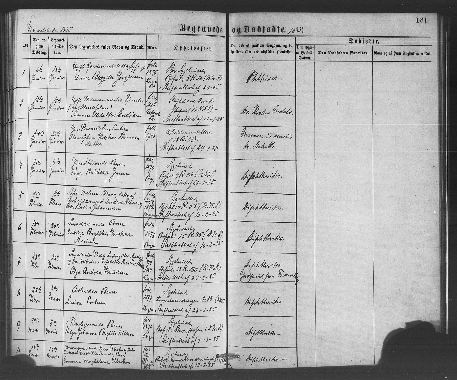 Bergen kommunale pleiehjem - stiftelsespresten, SAB/A-100281: Parish register (official) no. A 1, 1874-1886, p. 161