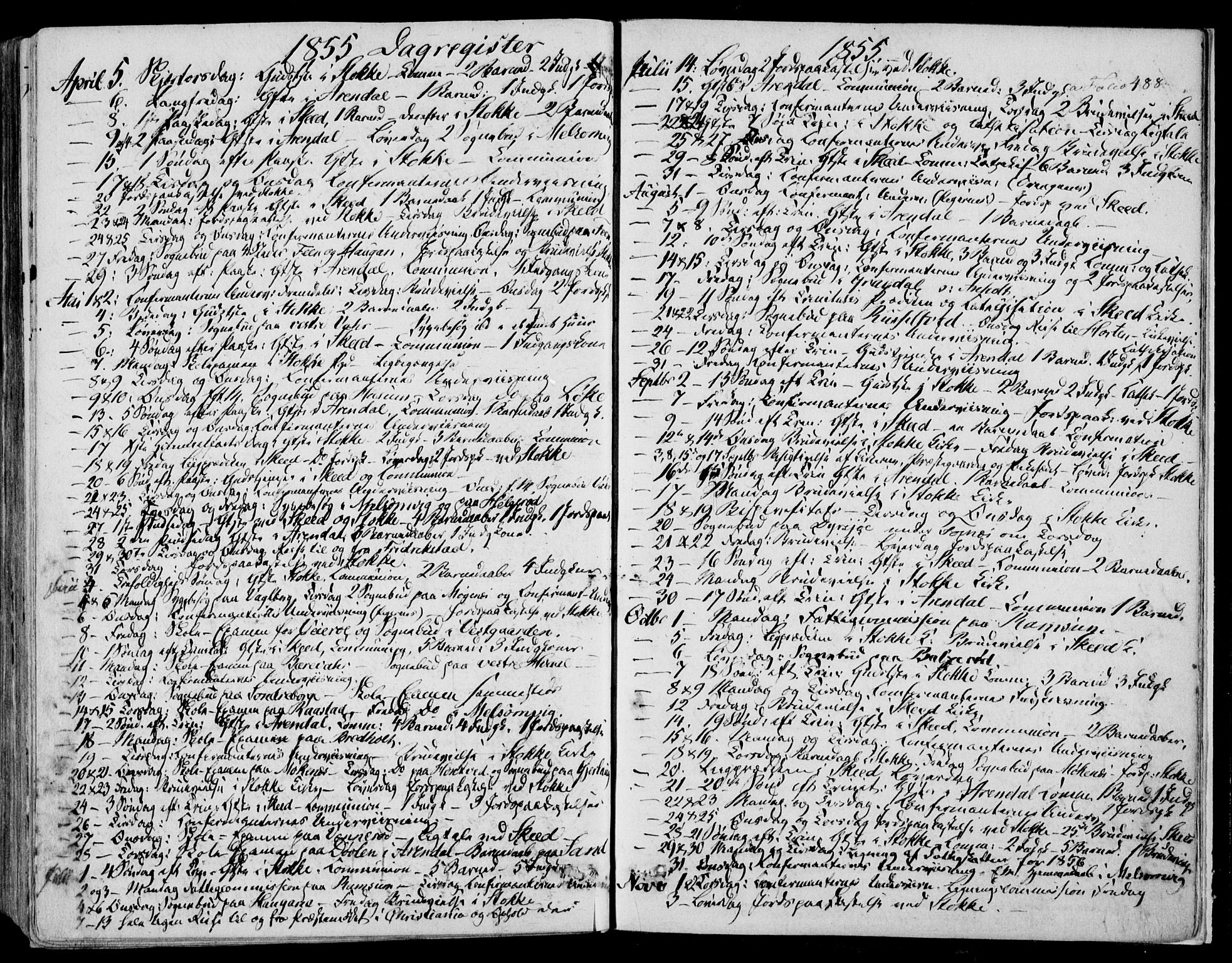 Stokke kirkebøker, AV/SAKO-A-320/F/Fa/L0007: Parish register (official) no. I 7, 1844-1857, p. 488