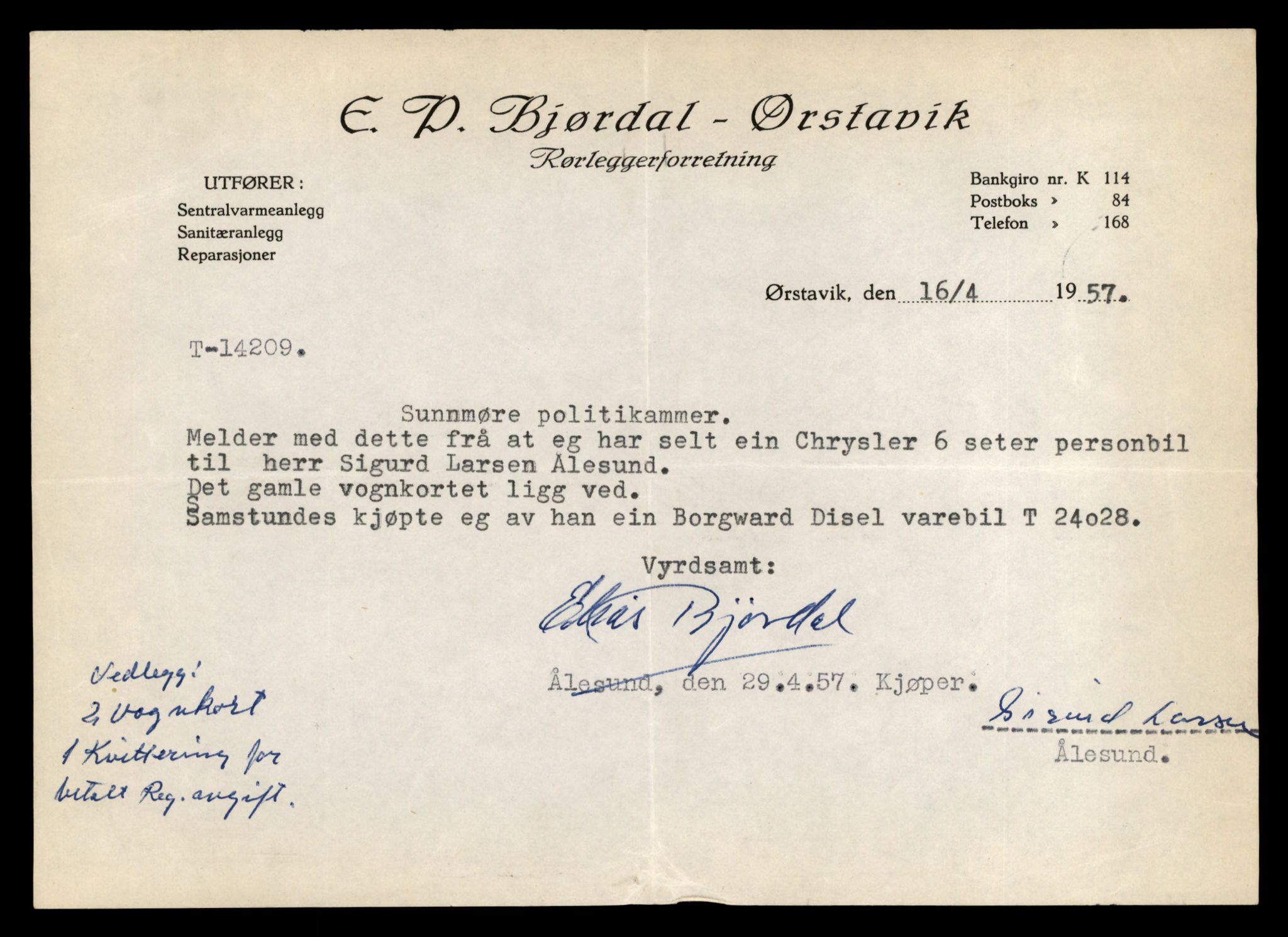 Møre og Romsdal vegkontor - Ålesund trafikkstasjon, AV/SAT-A-4099/F/Fe/L0044: Registreringskort for kjøretøy T 14205 - T 14319, 1927-1998, p. 129