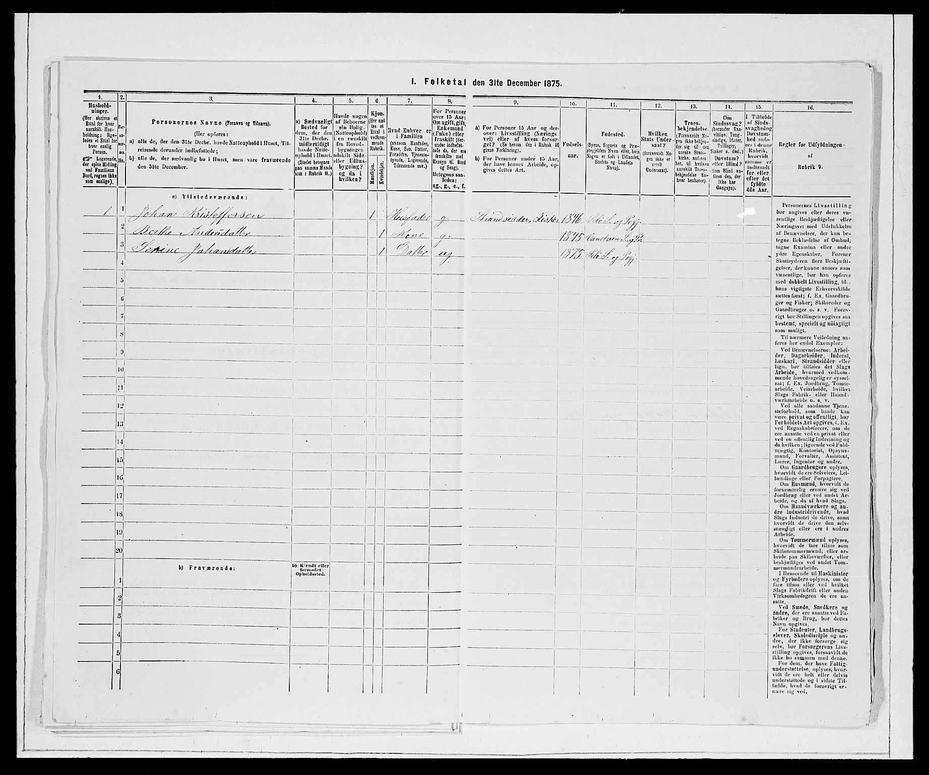 SAB, 1875 Census for 1441P Selje, 1875, p. 791