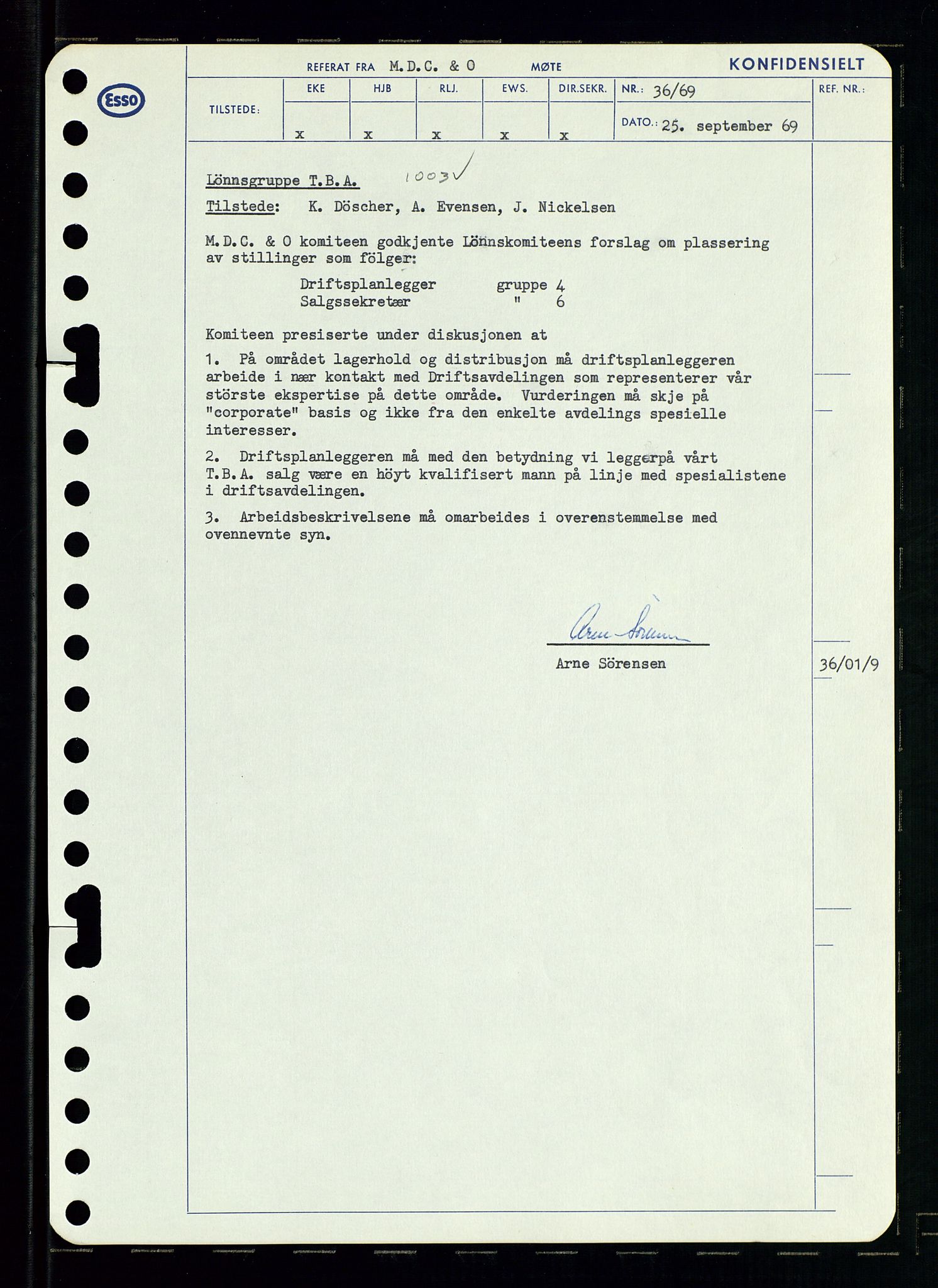 Pa 0982 - Esso Norge A/S, AV/SAST-A-100448/A/Aa/L0003/0001: Den administrerende direksjon Board minutes (styrereferater) og Bedriftforsamlingsprotokoll / Den administrerende direksjon Board minutes (styrereferater), 1969, p. 183