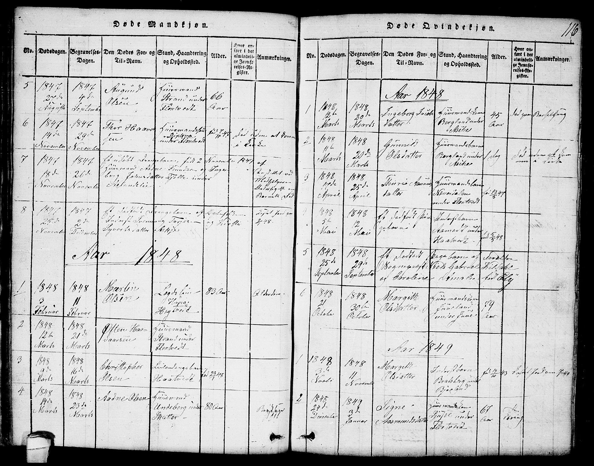 Lårdal kirkebøker, SAKO/A-284/G/Ga/L0001: Parish register (copy) no. I 1, 1815-1861, p. 116