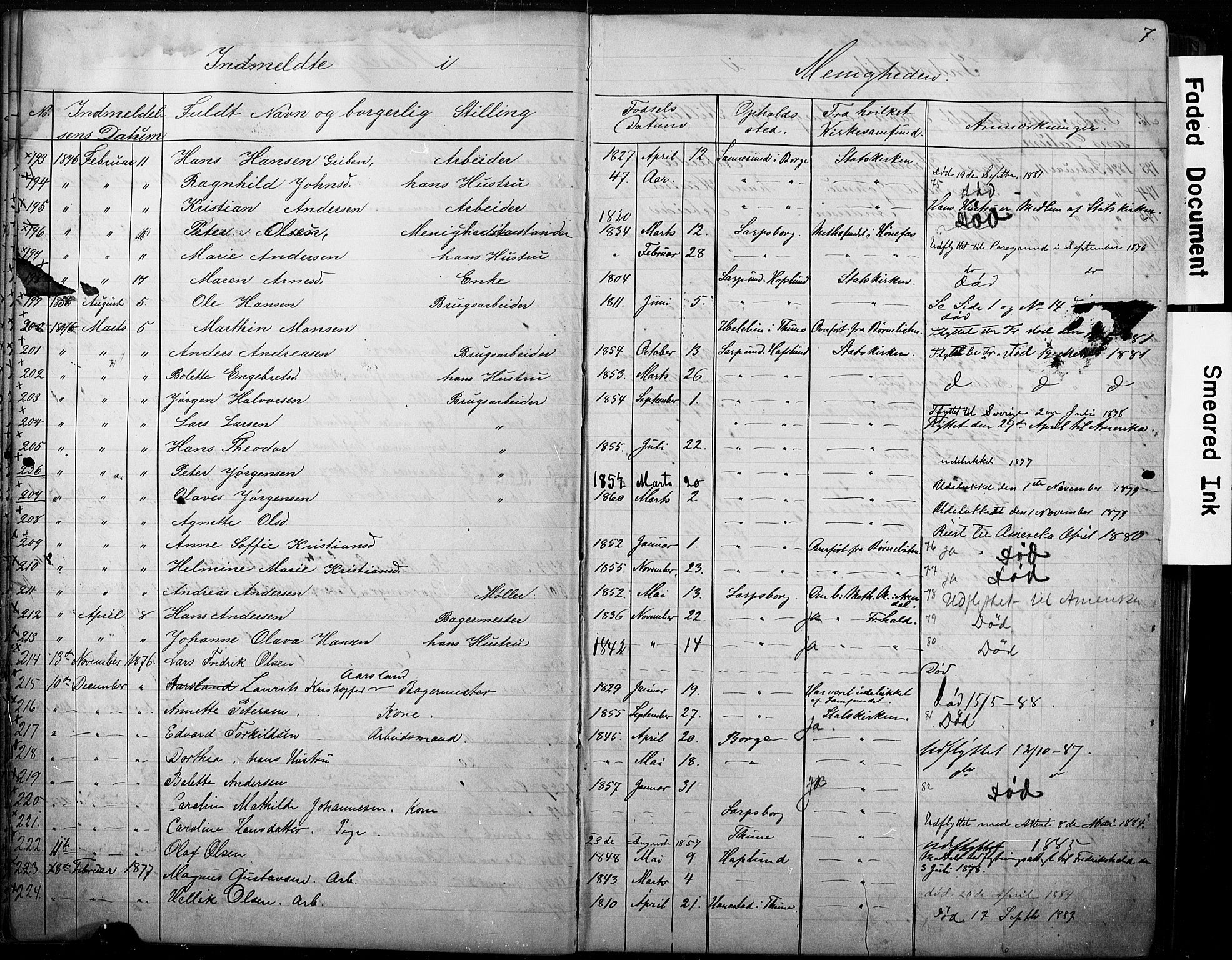 Sarpsborg metodistkirke, AV/SAO-PAO-0233/A/L0002: Dissenter register no. 2, 1856-1890, p. 7