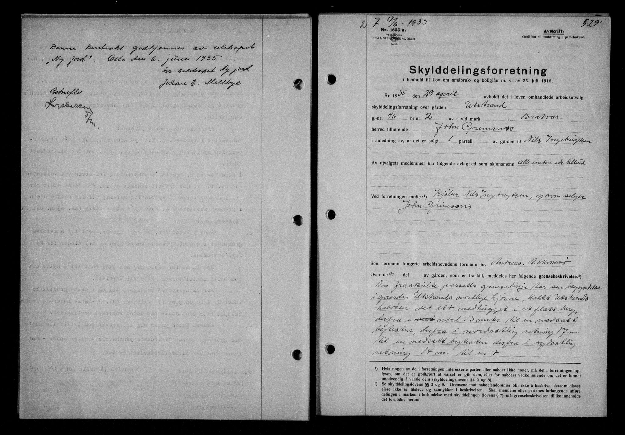 Nordmøre sorenskriveri, AV/SAT-A-4132/1/2/2Ca/L0084: Mortgage book no. 74, 1935-1935, Deed date: 17.06.1935