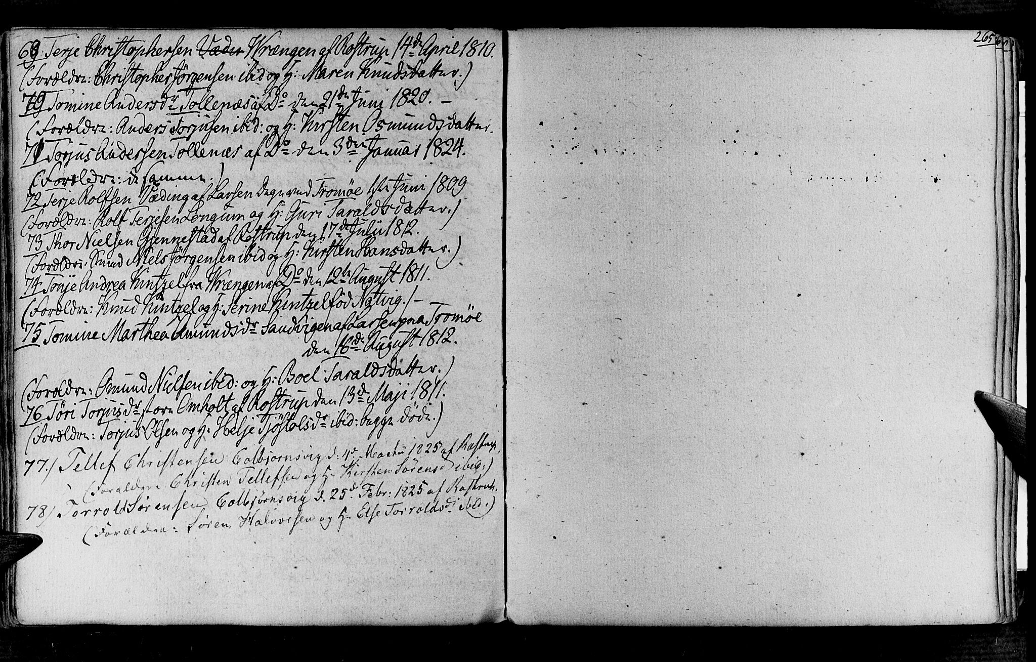 Øyestad sokneprestkontor, AV/SAK-1111-0049/F/Fa/L0011: Parish register (official) no. A 11, 1805-1824, p. 265