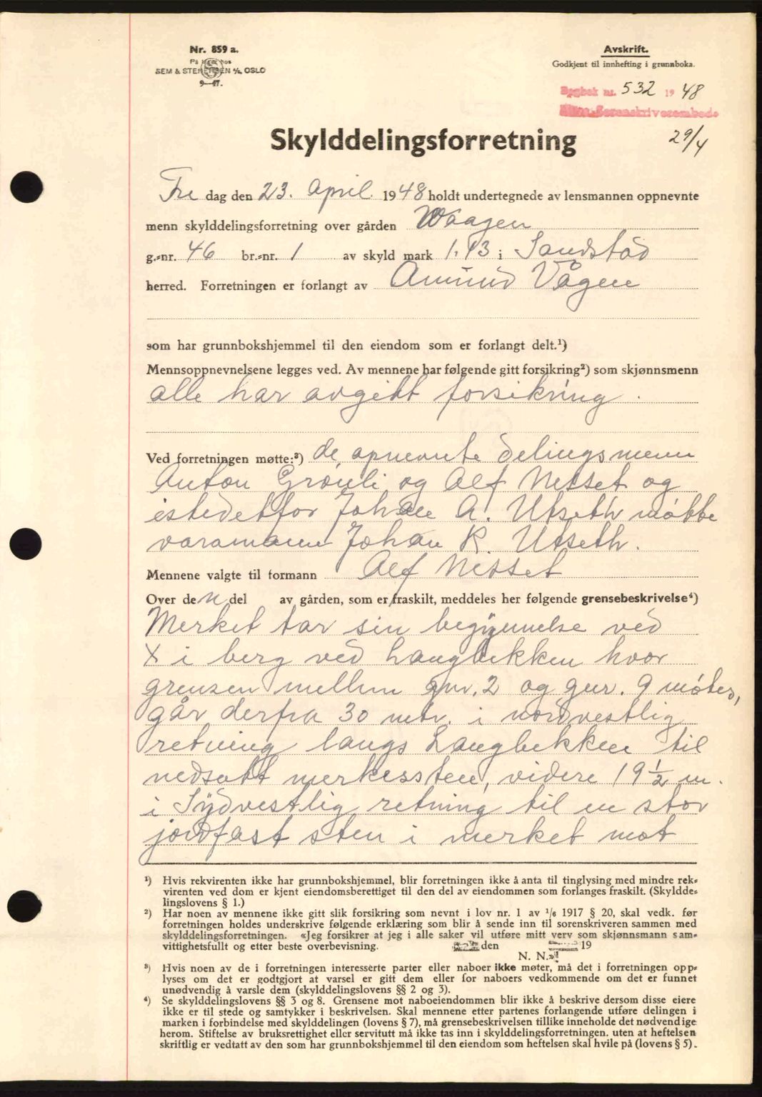 Hitra sorenskriveri, AV/SAT-A-0018/2/2C/2Ca: Mortgage book no. A5, 1947-1948, Diary no: : 532/1948