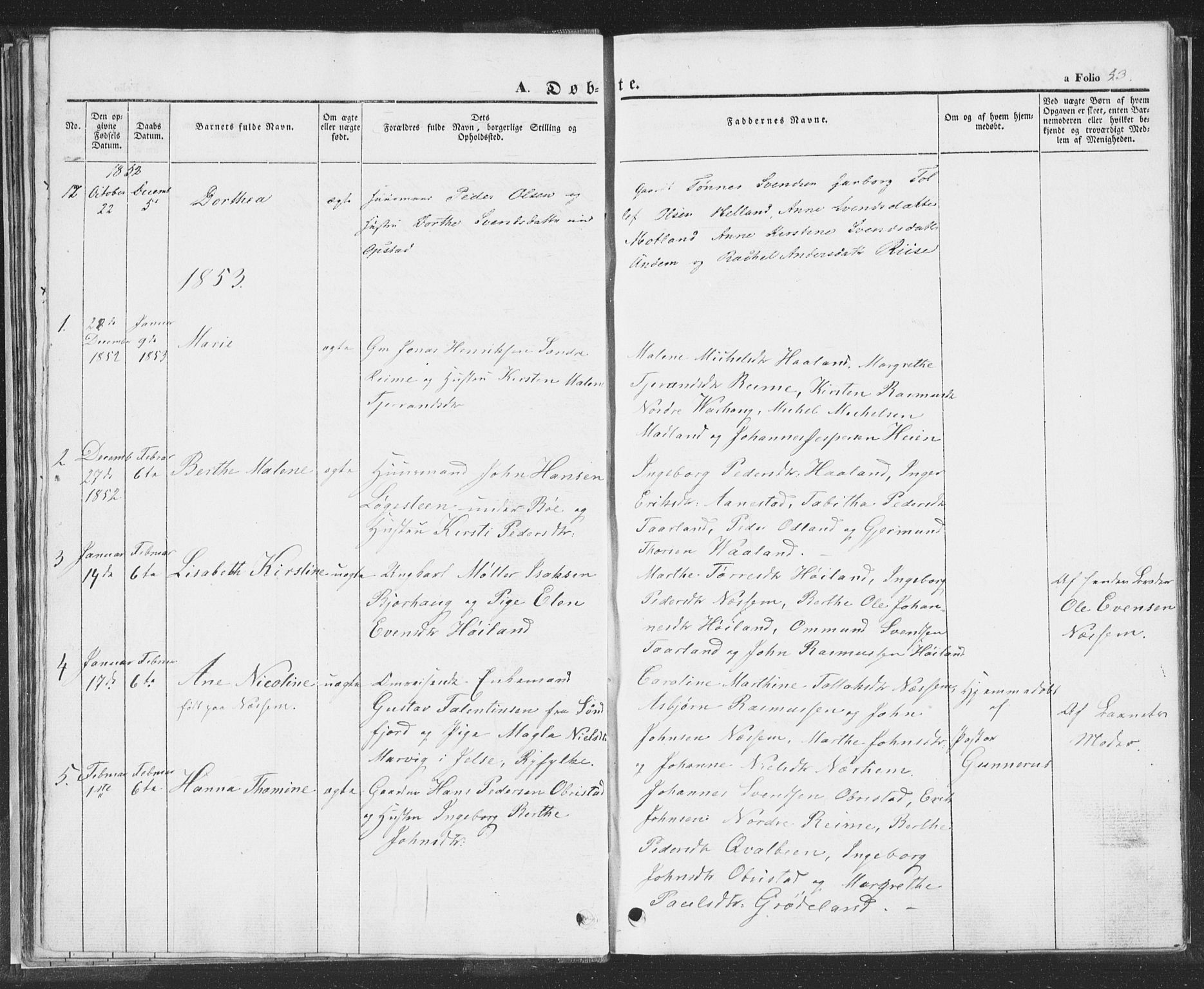 Hå sokneprestkontor, AV/SAST-A-101801/001/30BA/L0006: Parish register (official) no. A 5, 1842-1853, p. 53