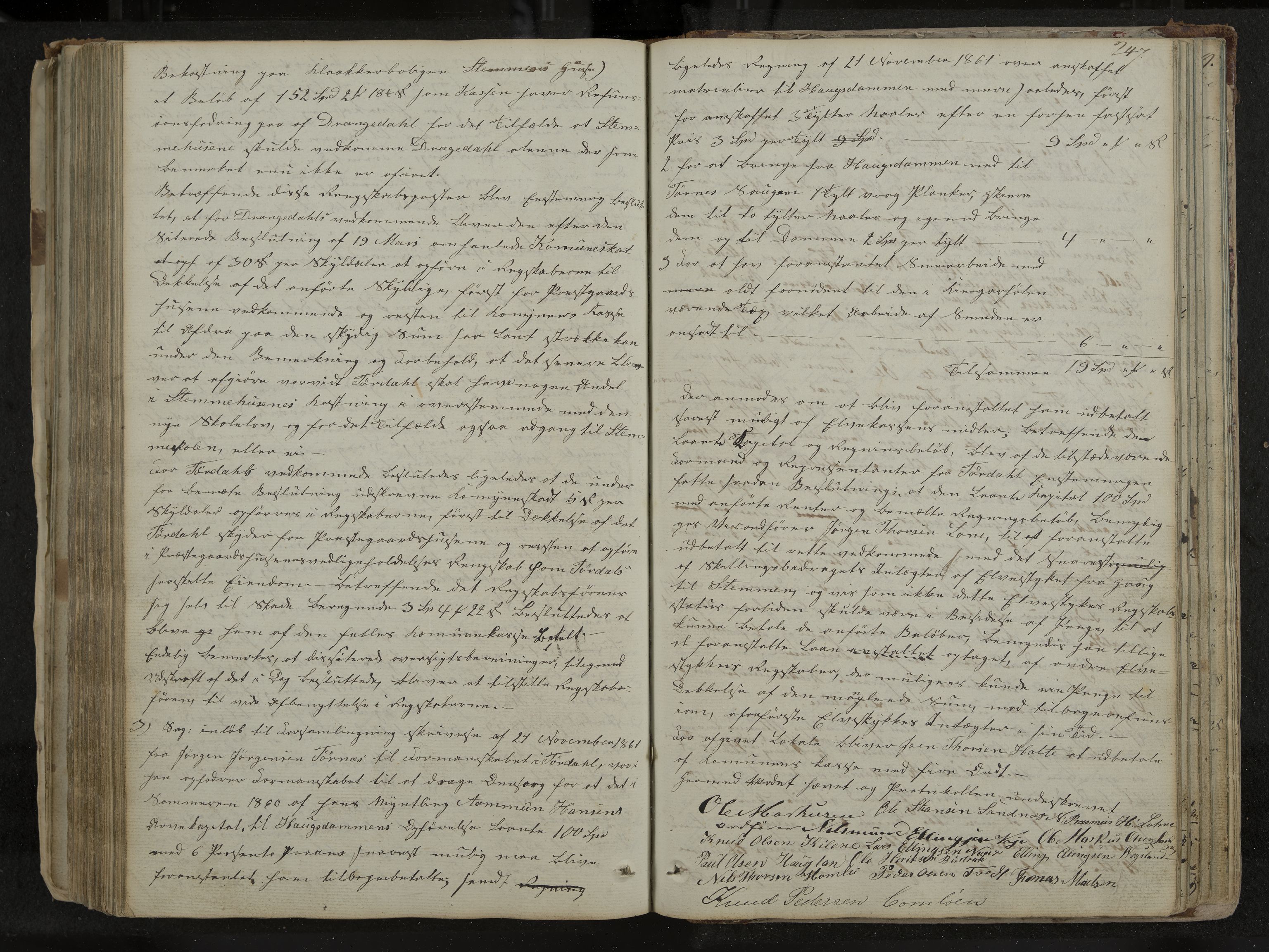 Drangedal formannskap og sentraladministrasjon, IKAK/0817021/A/L0001: Møtebok, 1837-1870, p. 247