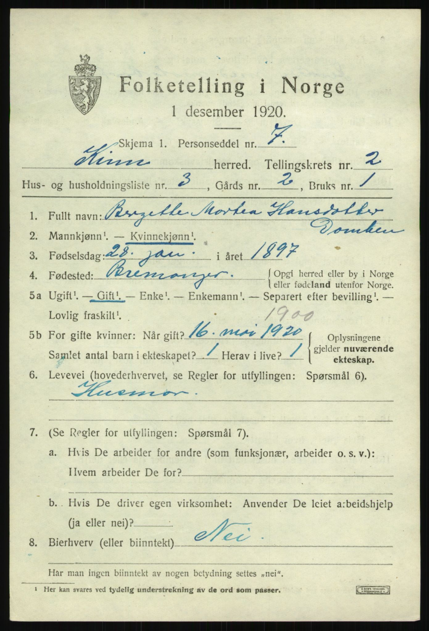 SAB, 1920 census for Kinn, 1920, p. 1963