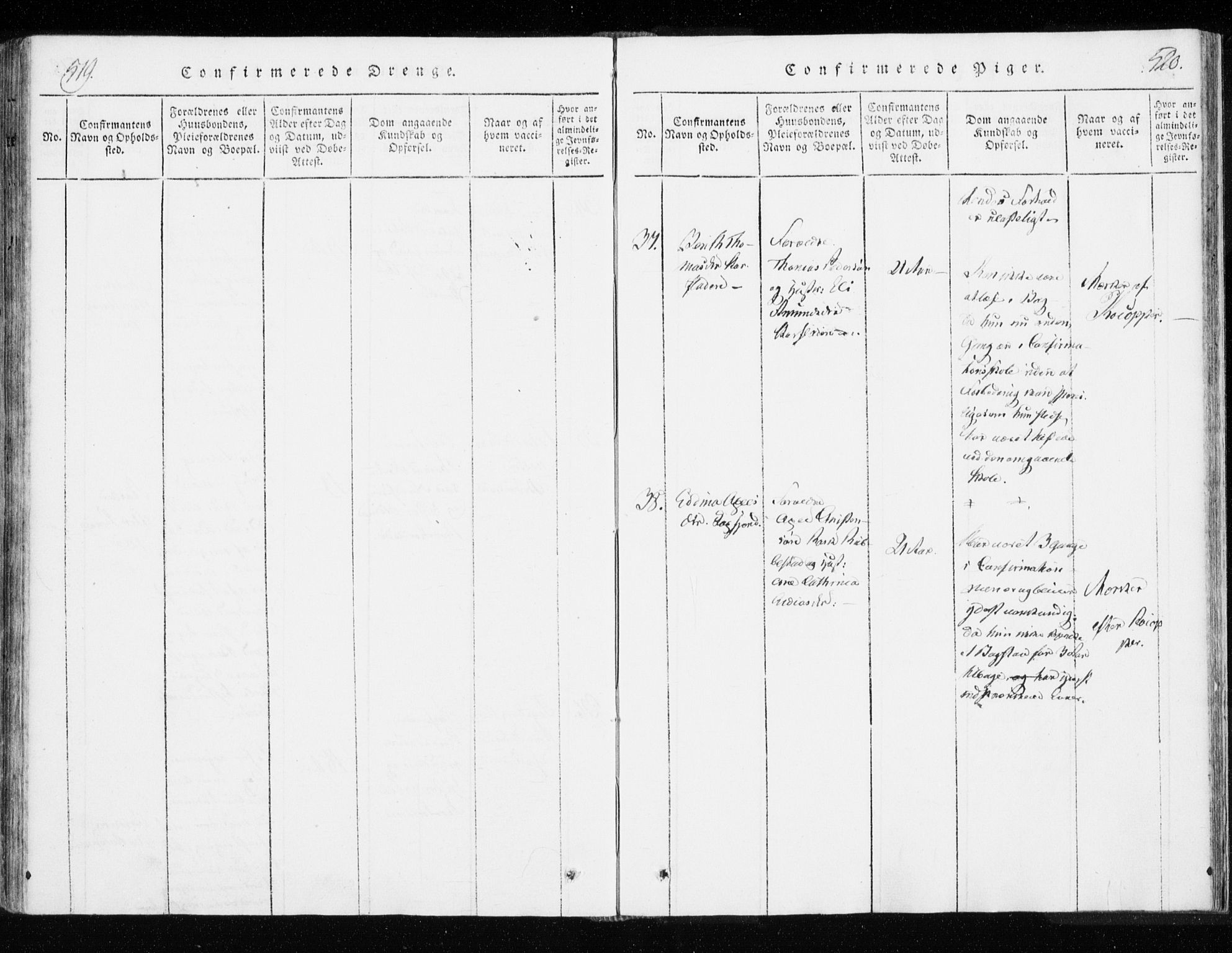 Tranøy sokneprestkontor, AV/SATØ-S-1313/I/Ia/Iaa/L0004kirke: Parish register (official) no. 4, 1820-1829, p. 519-520