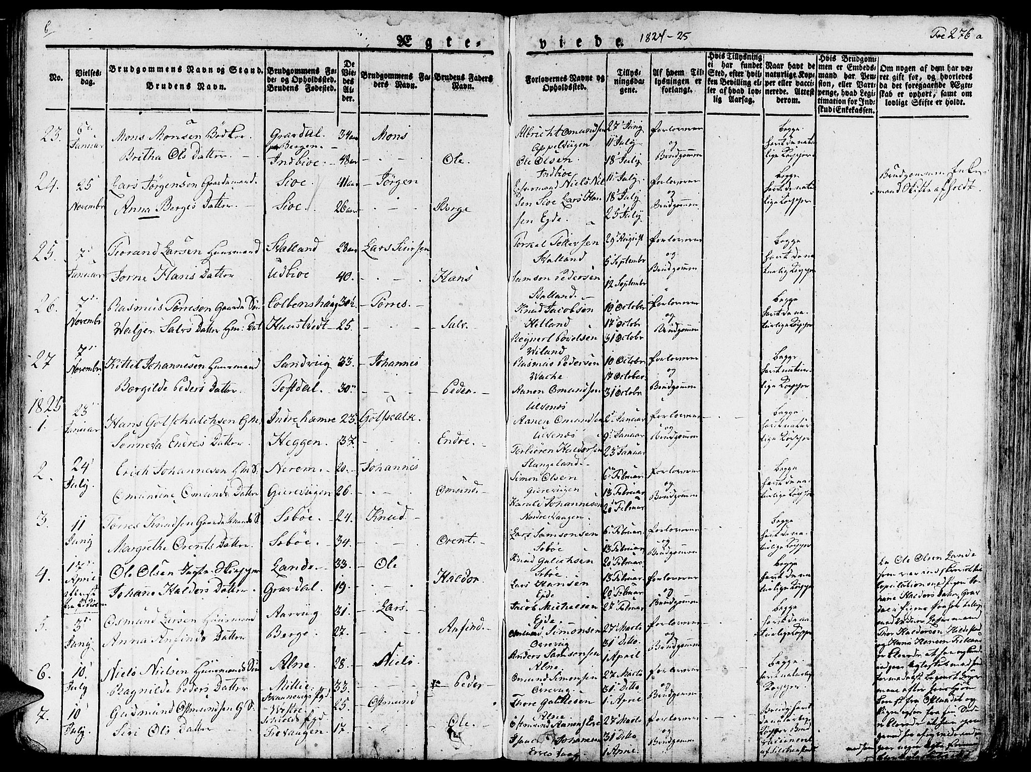 Fjelberg sokneprestembete, SAB/A-75201/H/Haa: Parish register (official) no. A 5, 1822-1834, p. 276