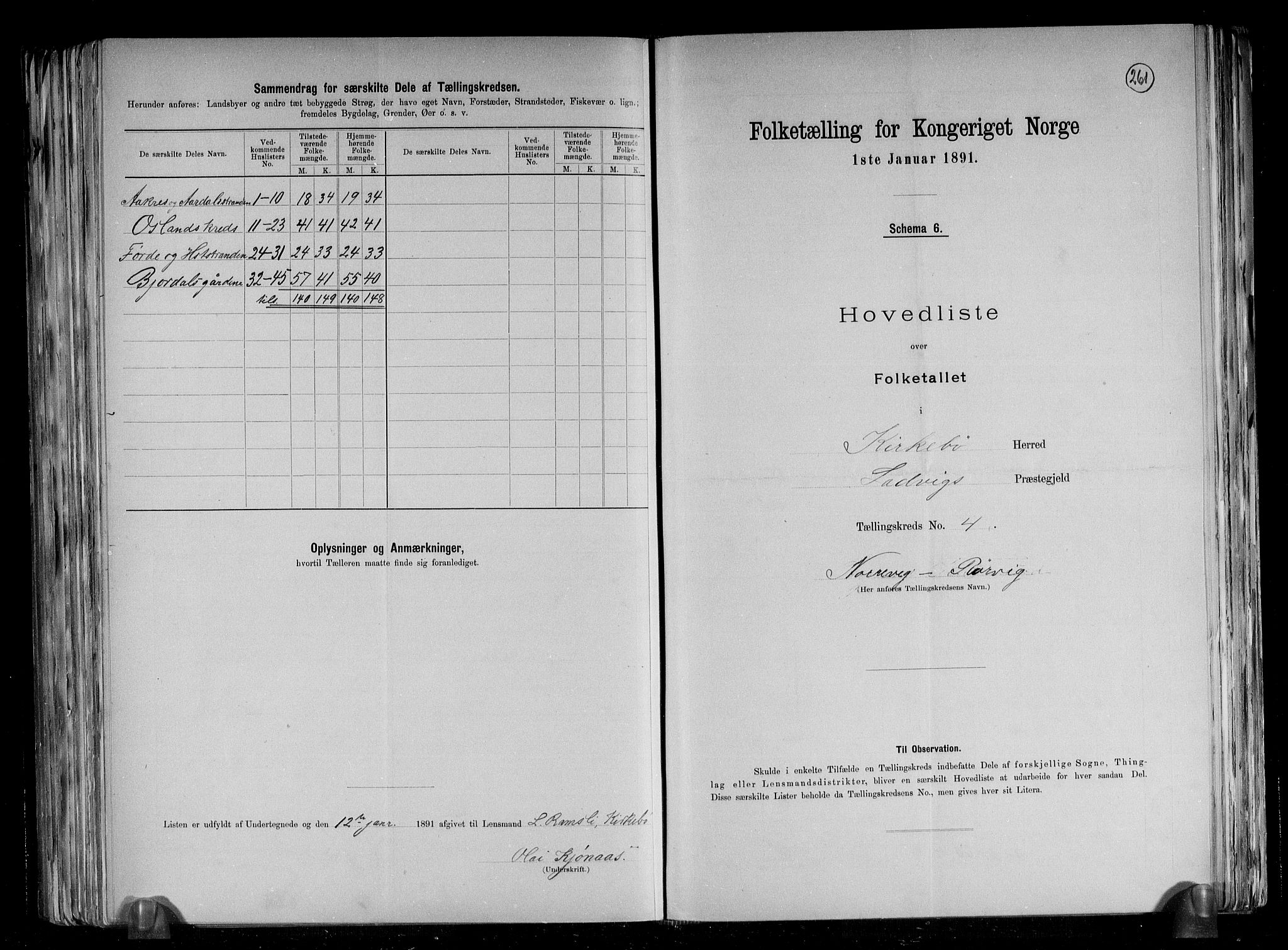 RA, 1891 census for 1416 Kyrkjebø, 1891, p. 10