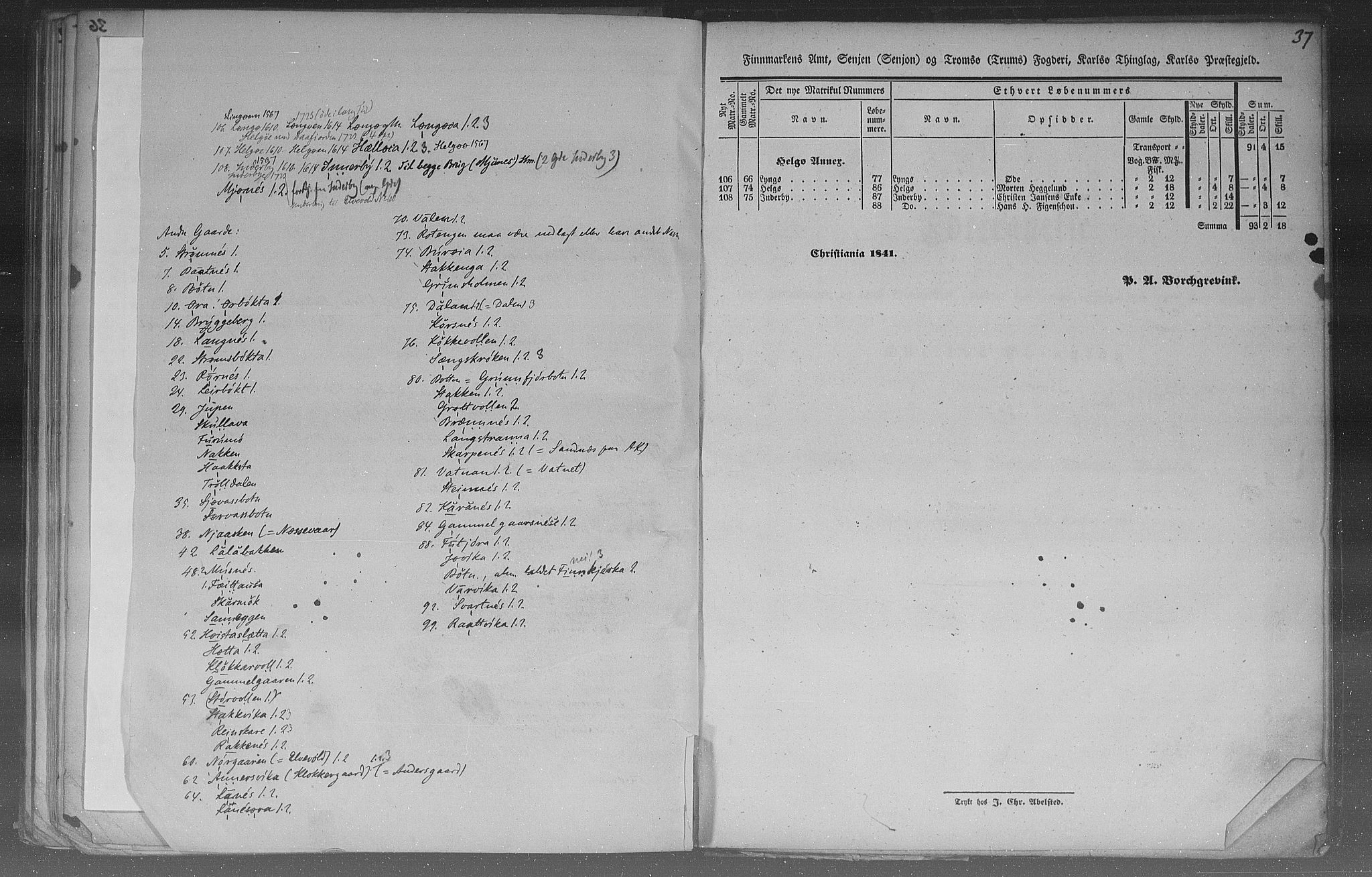 Rygh, RA/PA-0034/F/Fb/L0015/0003: Matrikkelen for 1838 / Matrikkelen for 1838 - Tromsø amt (Troms fylke), 1838, p. 37
