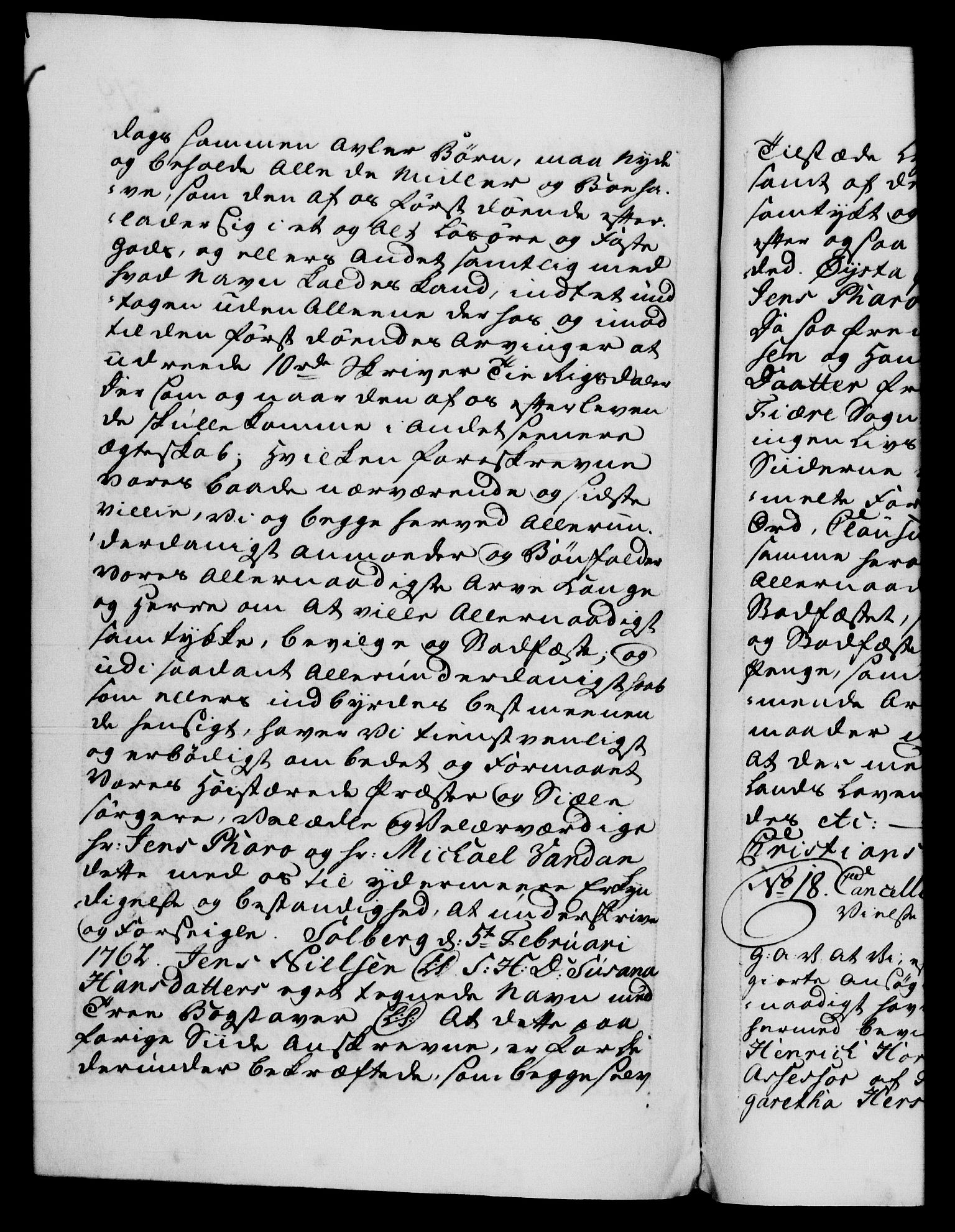 Danske Kanselli 1572-1799, AV/RA-EA-3023/F/Fc/Fca/Fcaa/L0042: Norske registre, 1763-1766, p. 519b