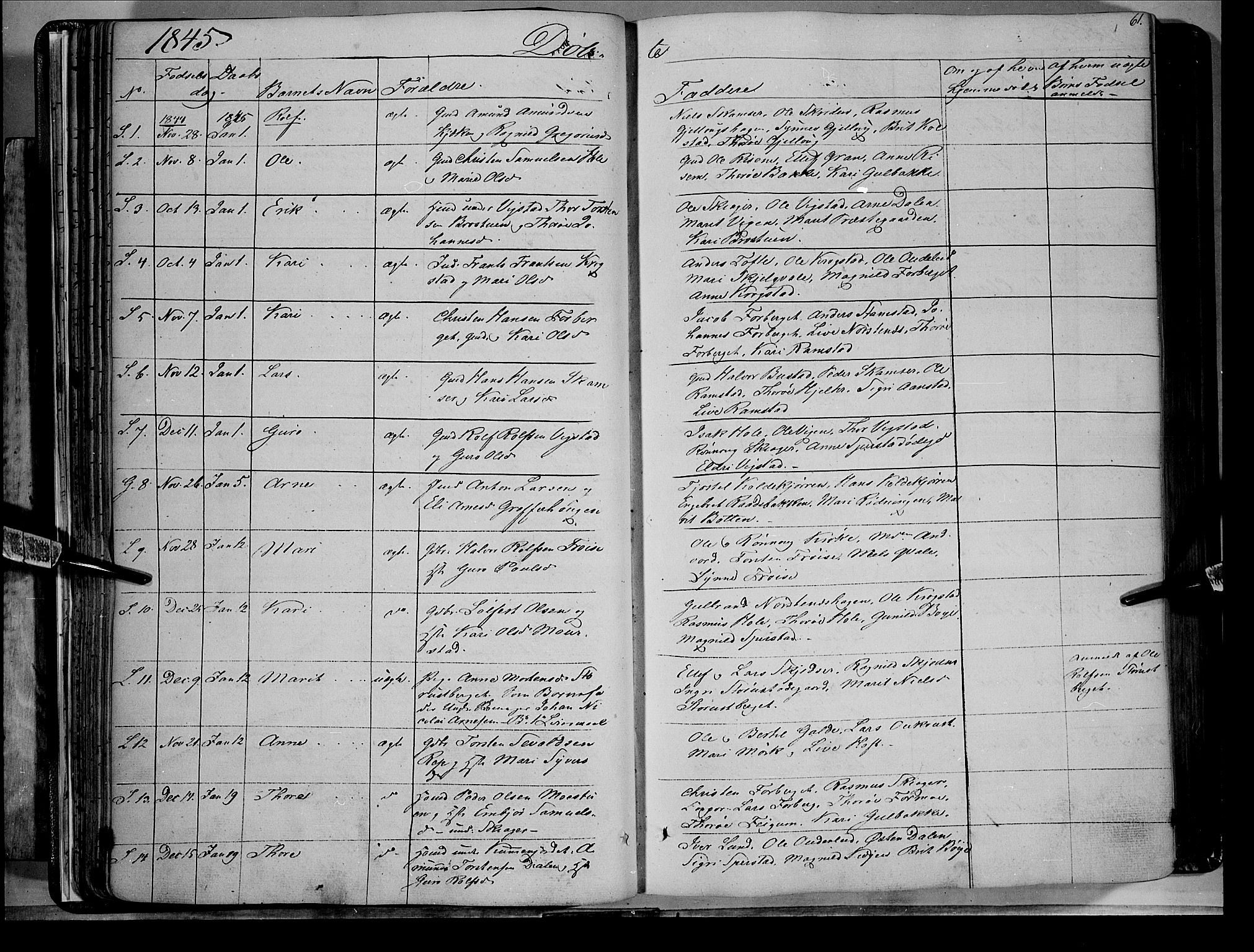 Lom prestekontor, SAH/PREST-070/K/L0006: Parish register (official) no. 6A, 1837-1863, p. 61