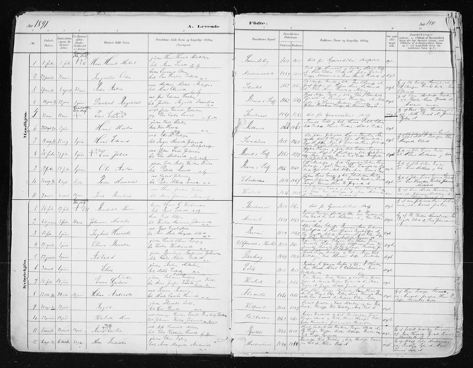 Lyngen sokneprestembete, SATØ/S-1289/H/He/Hea/L0008kirke: Parish register (official) no. 8, 1891-1902, p. 1