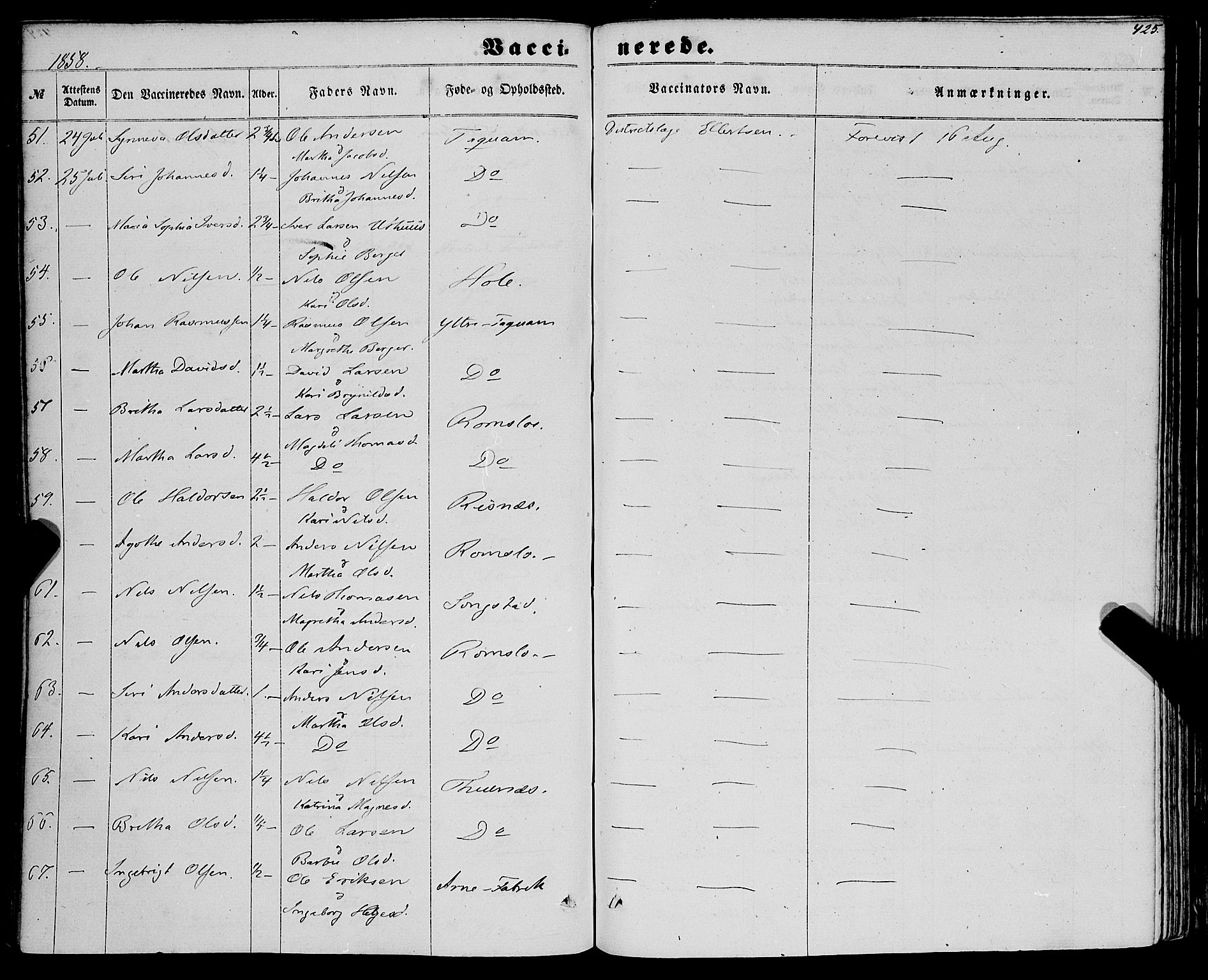 Haus sokneprestembete, AV/SAB-A-75601/H/Haa: Parish register (official) no. A 17, 1858-1870, p. 425