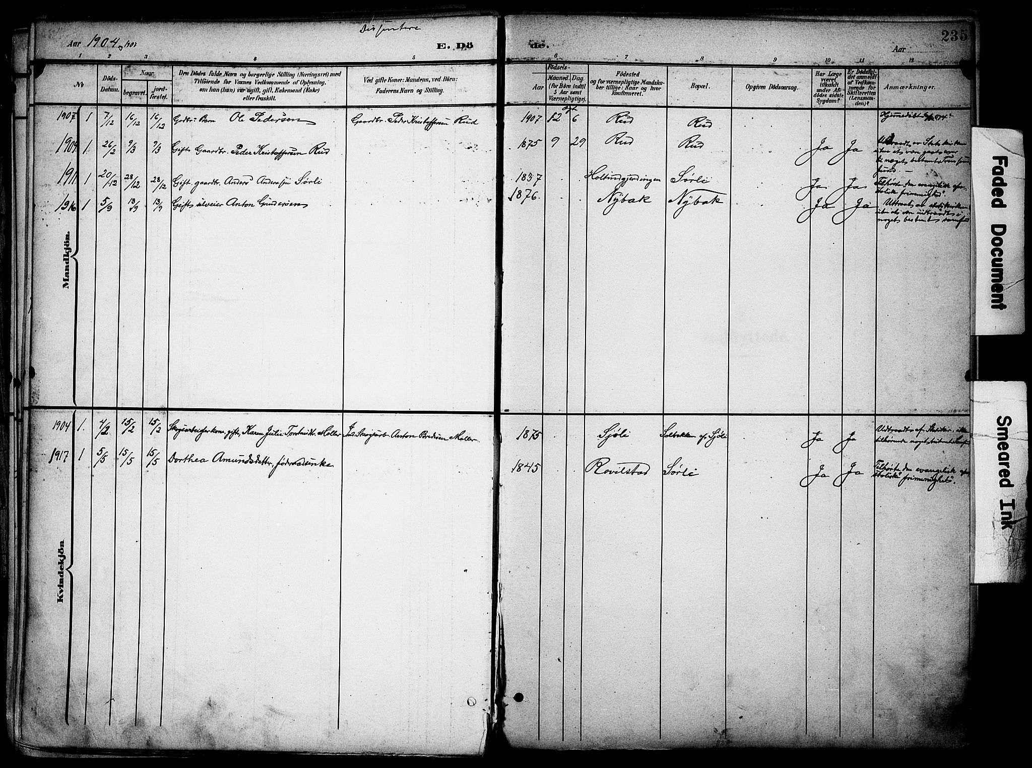 Nord-Odal prestekontor, SAH/PREST-032/H/Ha/Haa/L0007: Parish register (official) no. 7, 1902-1926, p. 235