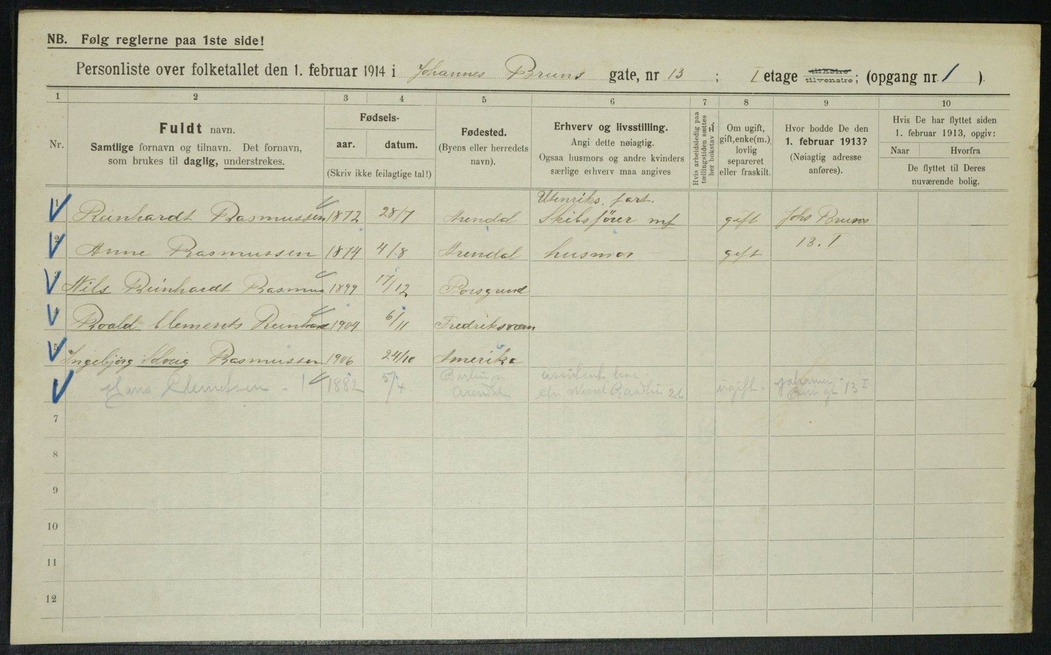 OBA, Municipal Census 1914 for Kristiania, 1914, p. 47156