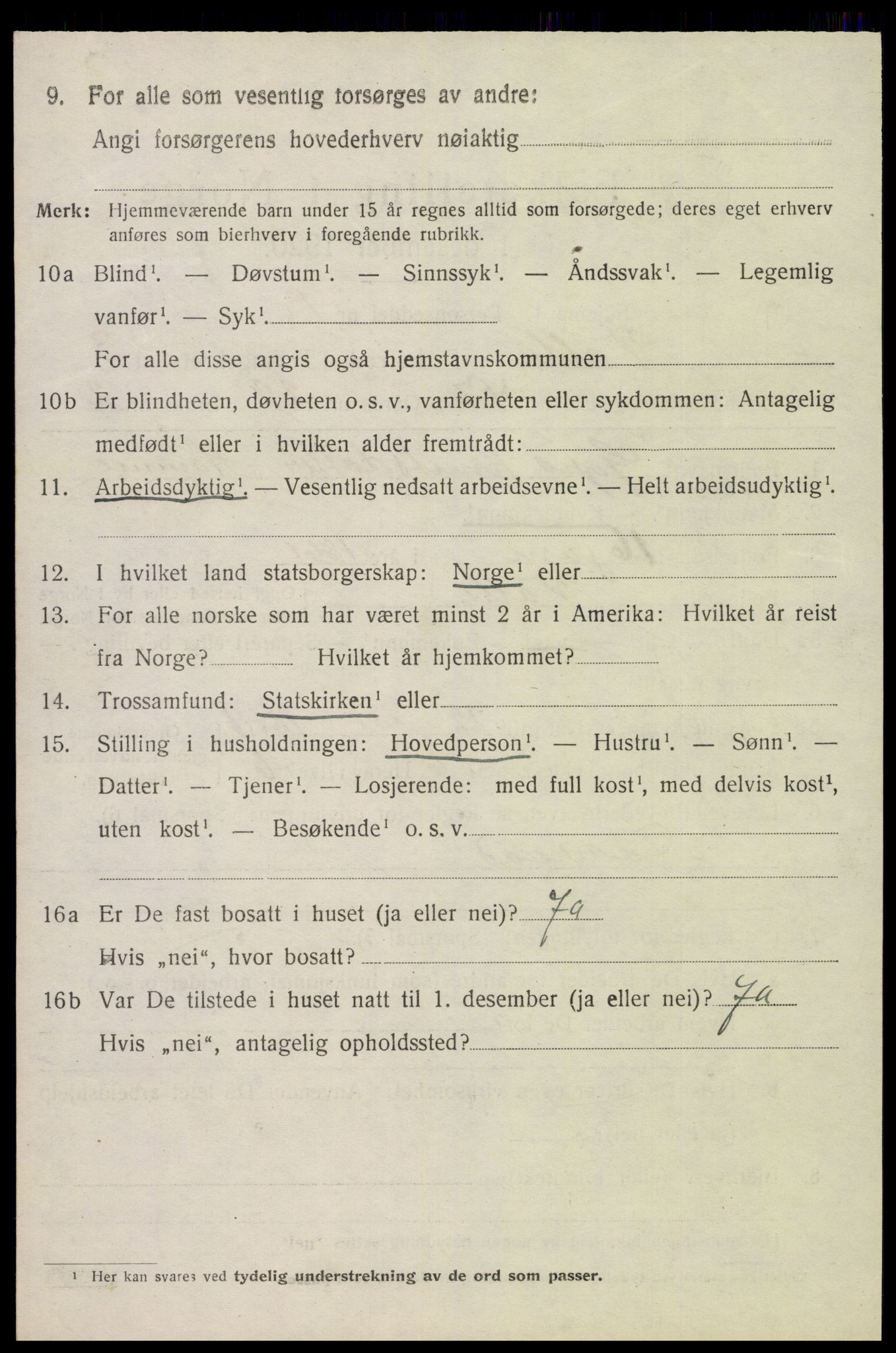 SAK, 1920 census for Valle, 1920, p. 1994