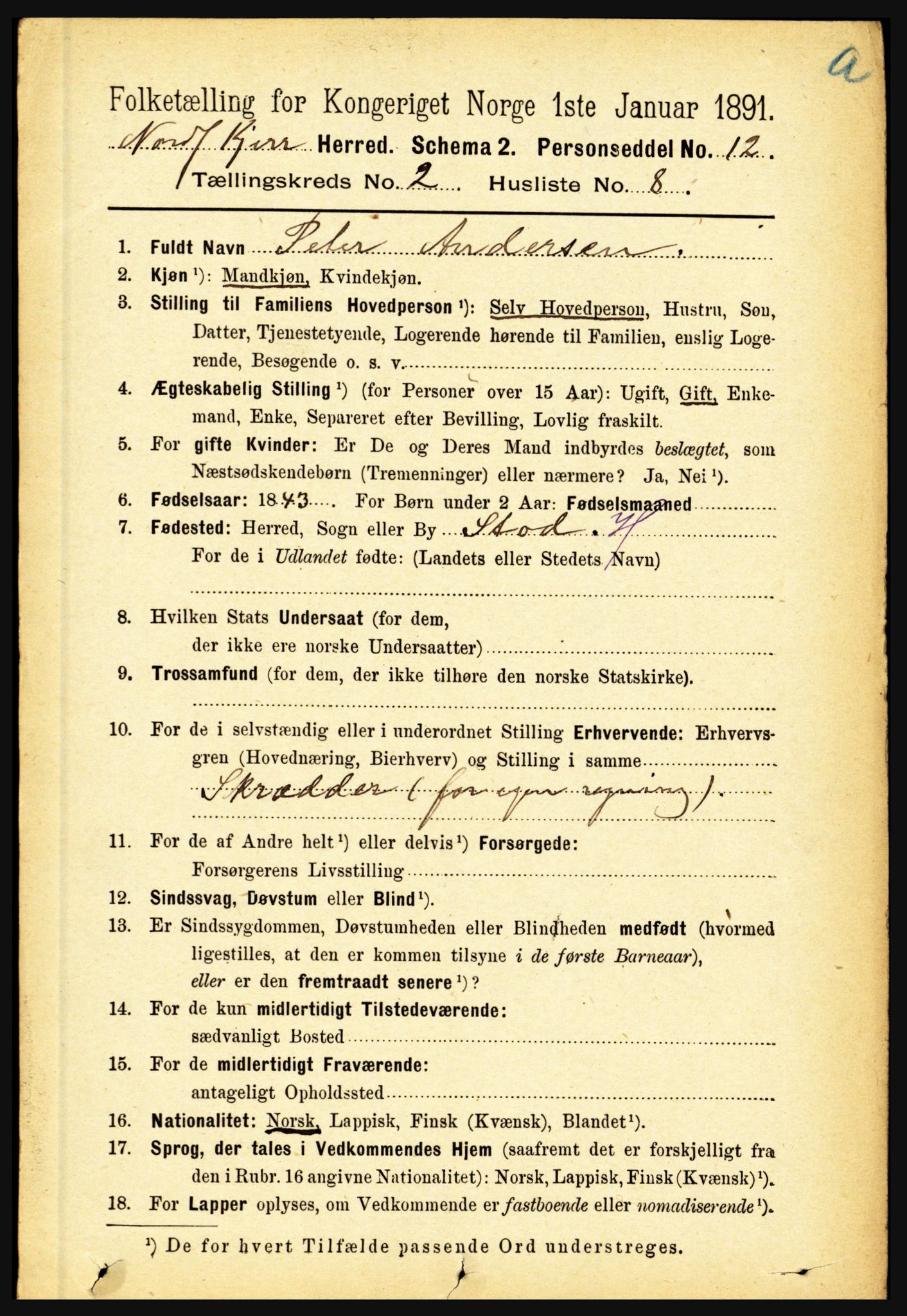 RA, 1891 census for 1846 Nordfold-Kjerringøy, 1891, p. 490