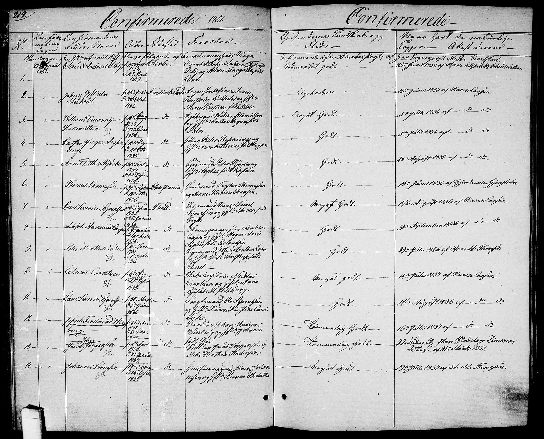 Halden prestekontor Kirkebøker, SAO/A-10909/G/Ga/L0004: Parish register (copy) no. 4, 1845-1854, p. 219