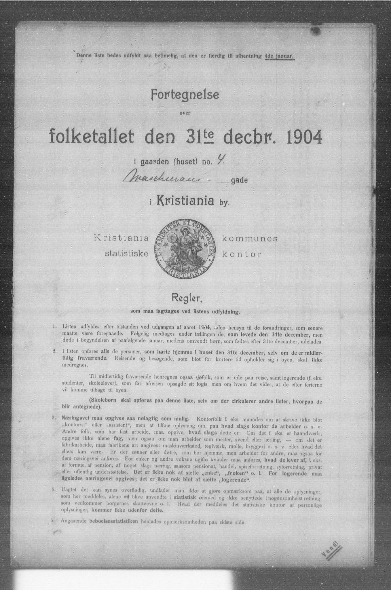 OBA, Municipal Census 1904 for Kristiania, 1904, p. 12451