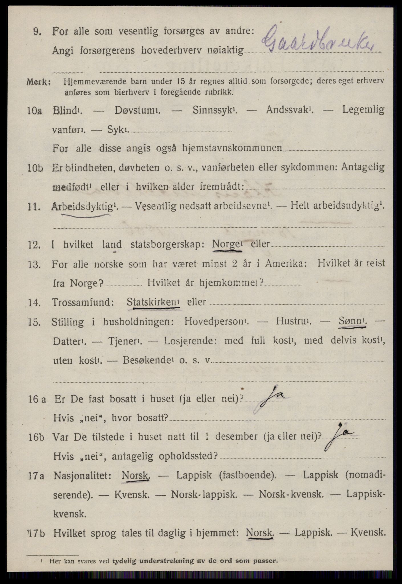 SAT, 1920 census for Flå, 1920, p. 283