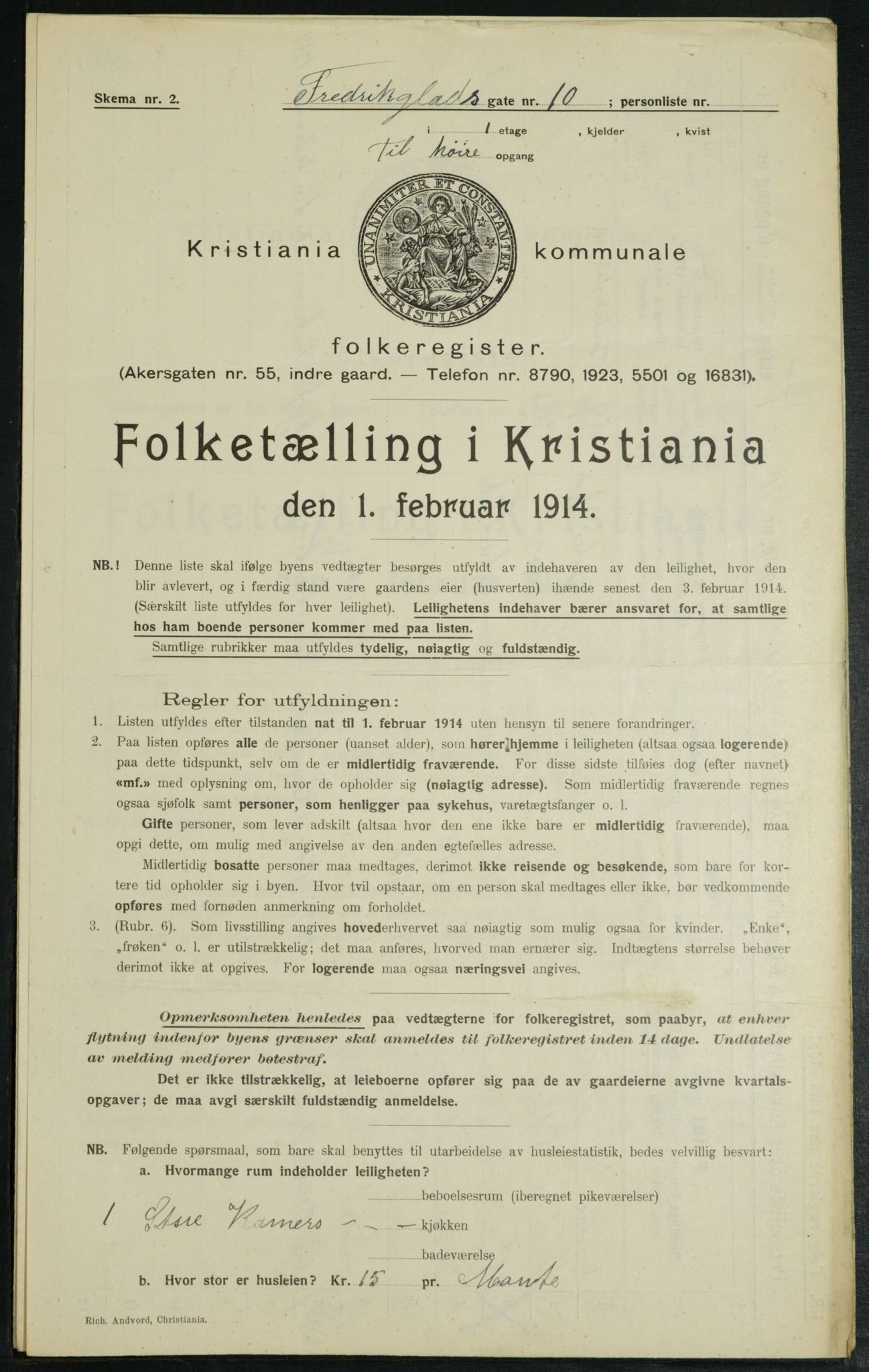 OBA, Municipal Census 1914 for Kristiania, 1914, p. 26692