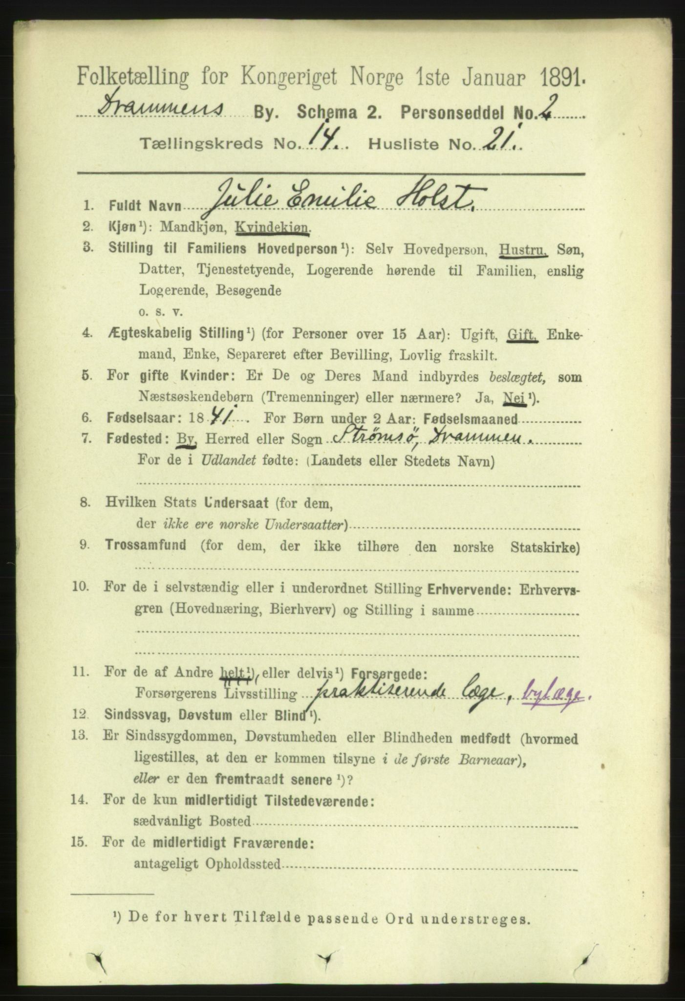 RA, 1891 census for 0602 Drammen, 1891, p. 10291
