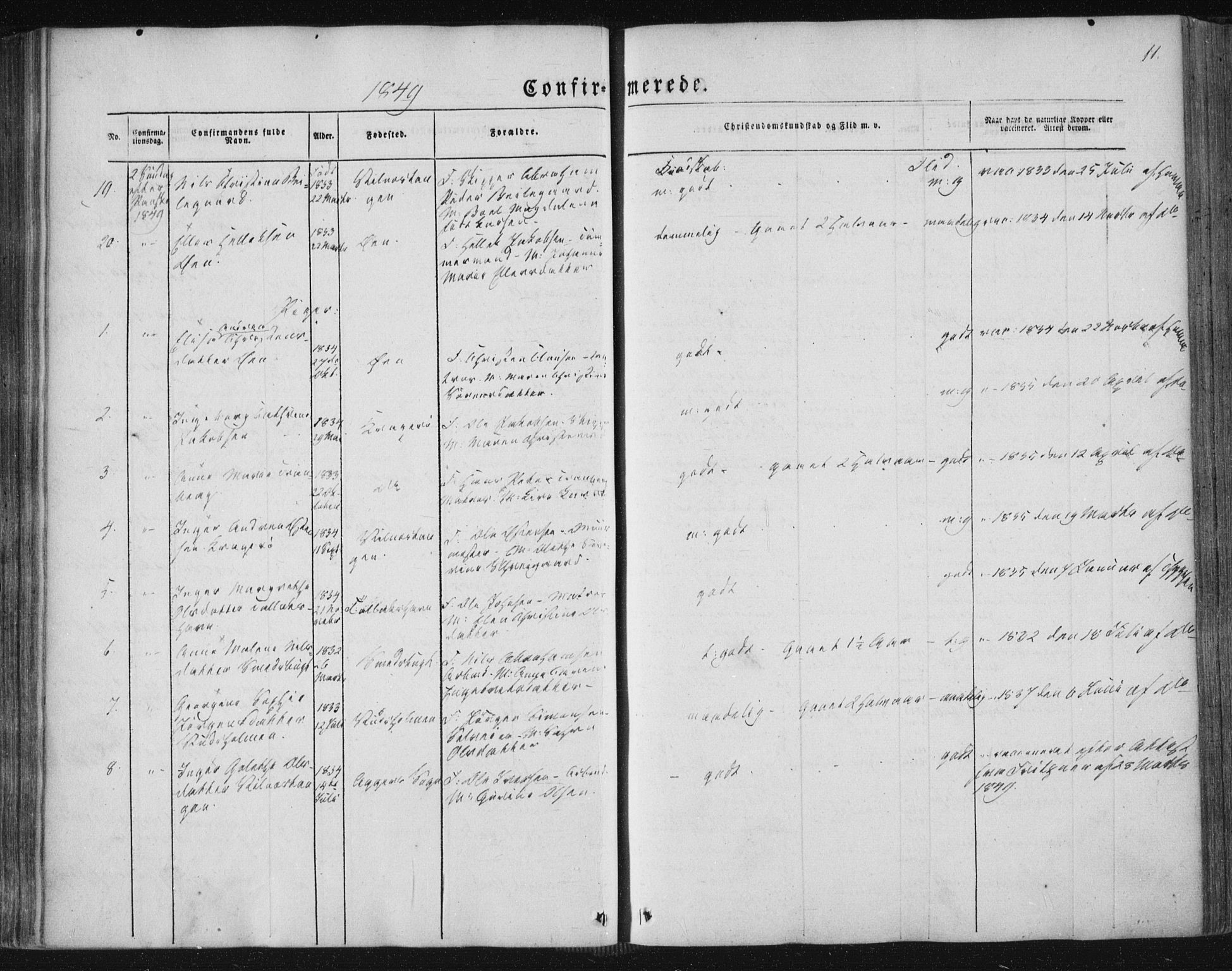 Kragerø kirkebøker, AV/SAKO-A-278/F/Fa/L0006: Parish register (official) no. 6, 1847-1861, p. 11