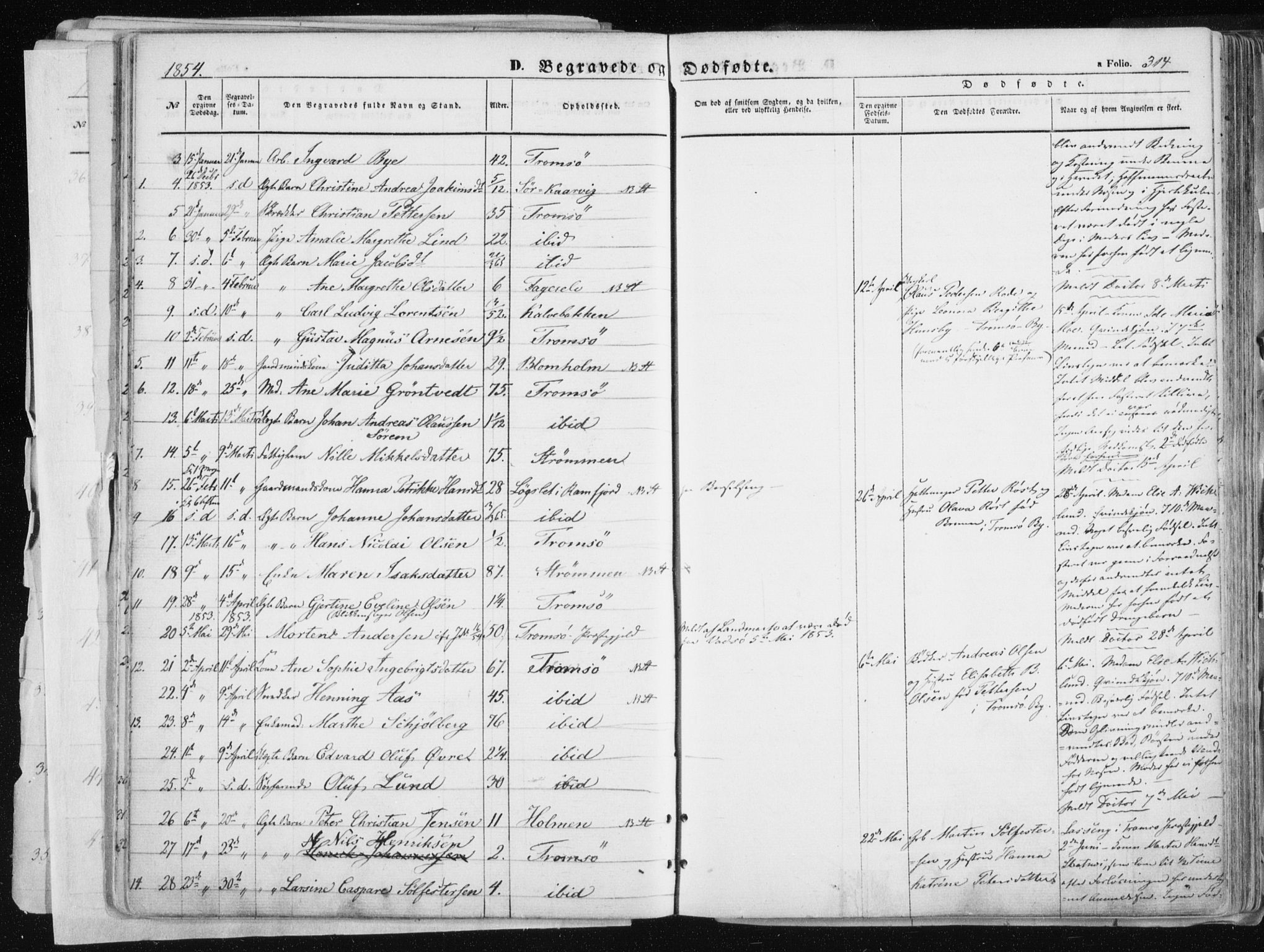 Tromsø sokneprestkontor/stiftsprosti/domprosti, SATØ/S-1343/G/Ga/L0010kirke: Parish register (official) no. 10, 1848-1855, p. 314