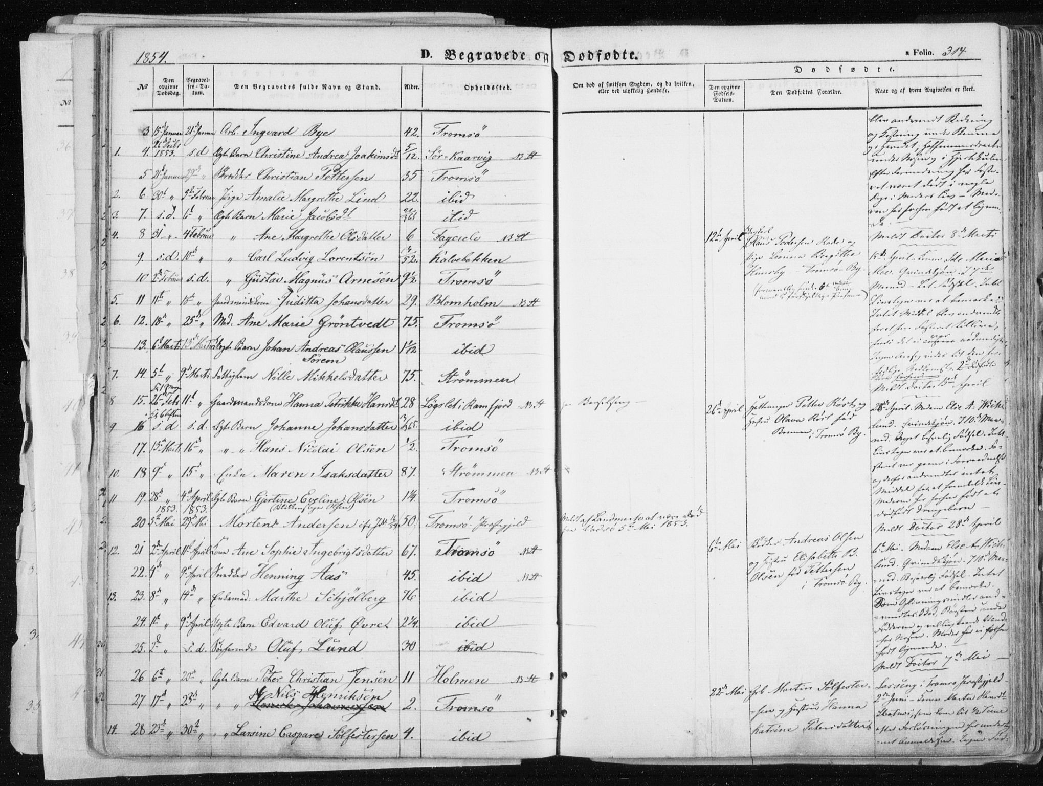 Tromsø sokneprestkontor/stiftsprosti/domprosti, AV/SATØ-S-1343/G/Ga/L0010kirke: Parish register (official) no. 10, 1848-1855, p. 314