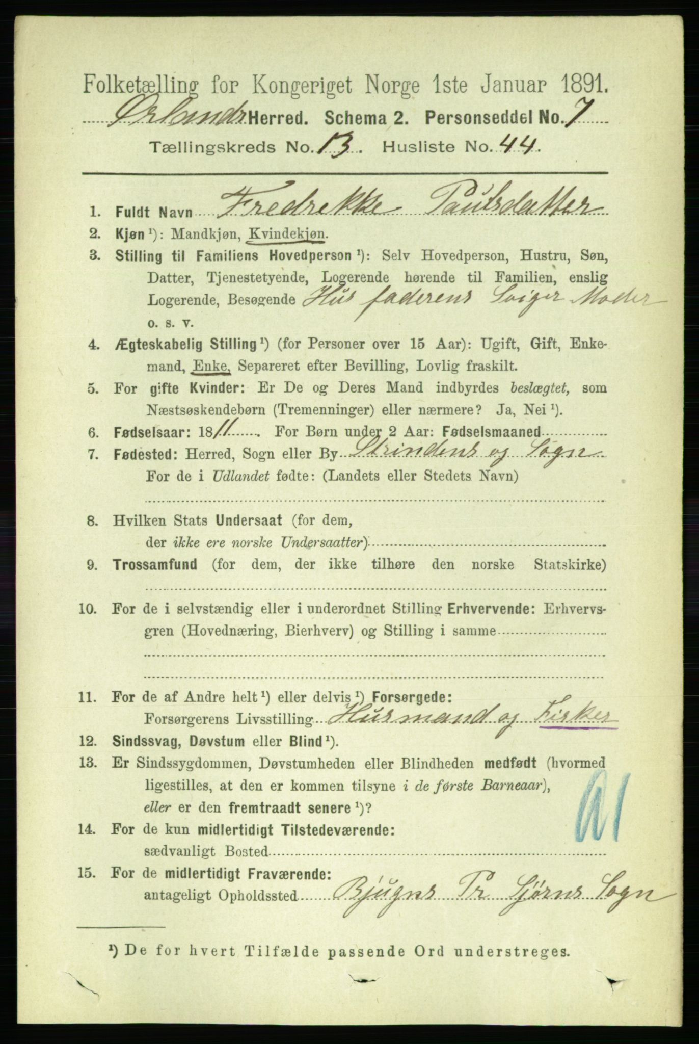 RA, 1891 census for 1621 Ørland, 1891, p. 6152