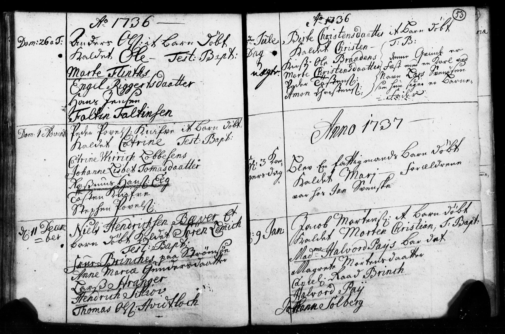 Strømsø kirkebøker, AV/SAKO-A-246/F/Fb/L0001: Parish register (official) no. II 1, 1725-1737, p. 53