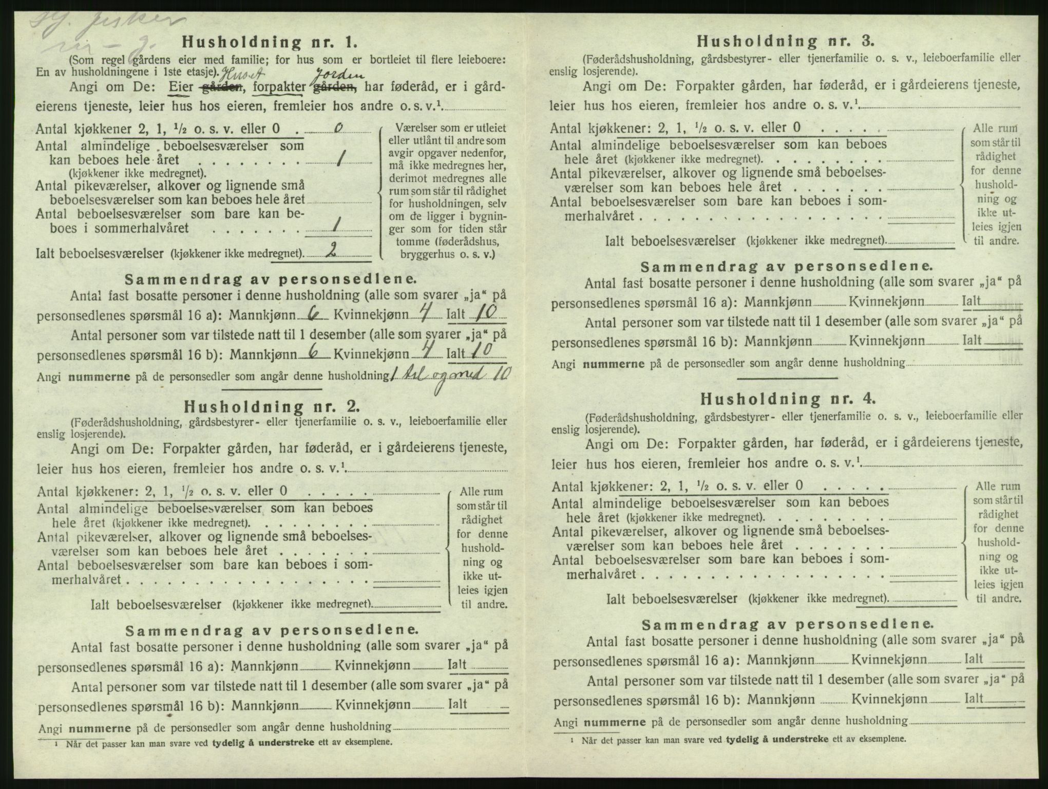 SAT, 1920 census for Nesna, 1920, p. 48