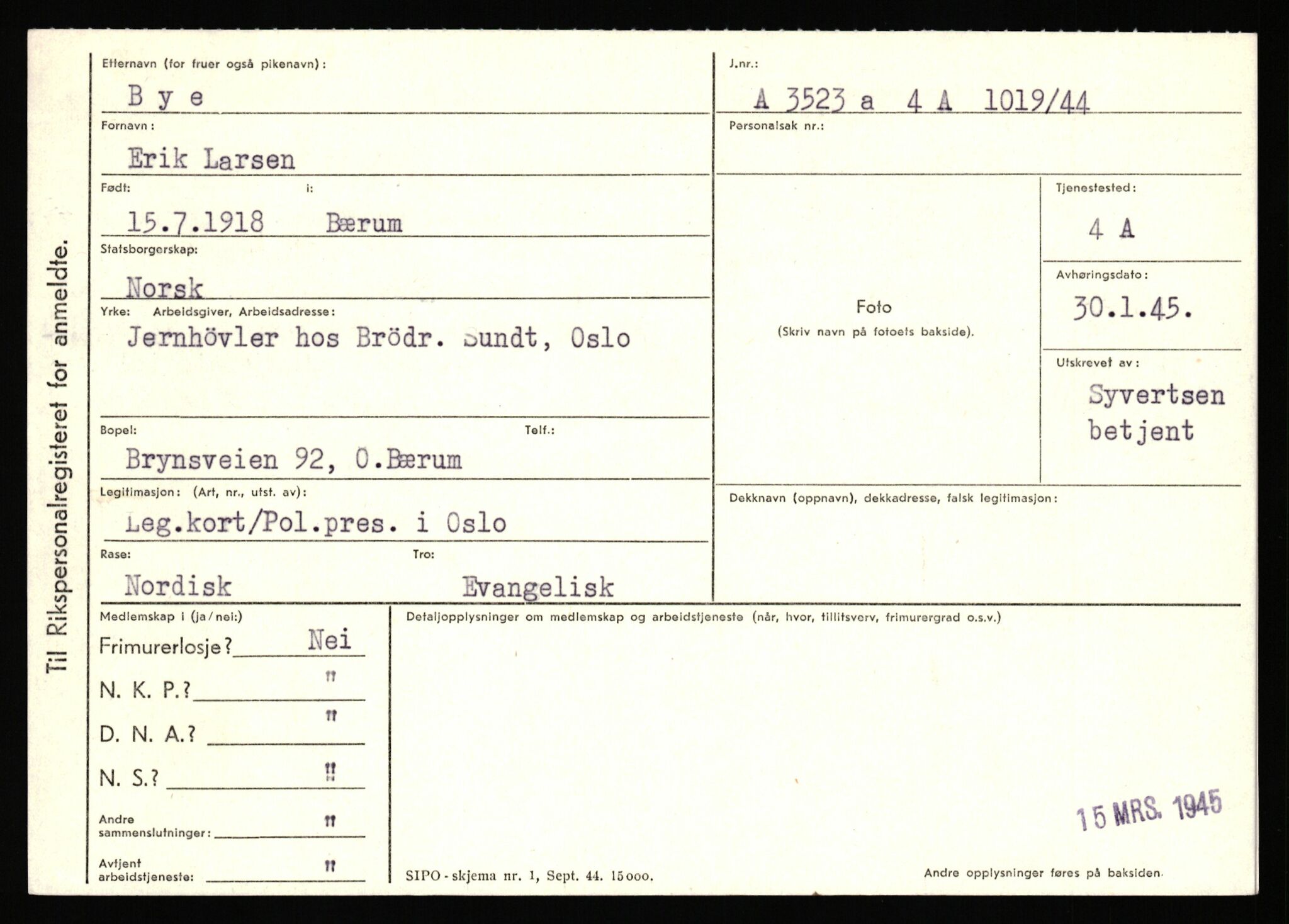 Statspolitiet - Hovedkontoret / Osloavdelingen, AV/RA-S-1329/C/Ca/L0003: Brechan - Eichinger	, 1943-1945, p. 1211