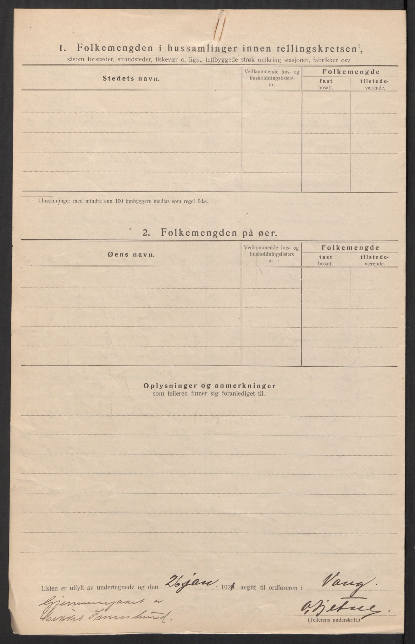 SAH, 1920 census for Vang (Hedmark), 1920, p. 33