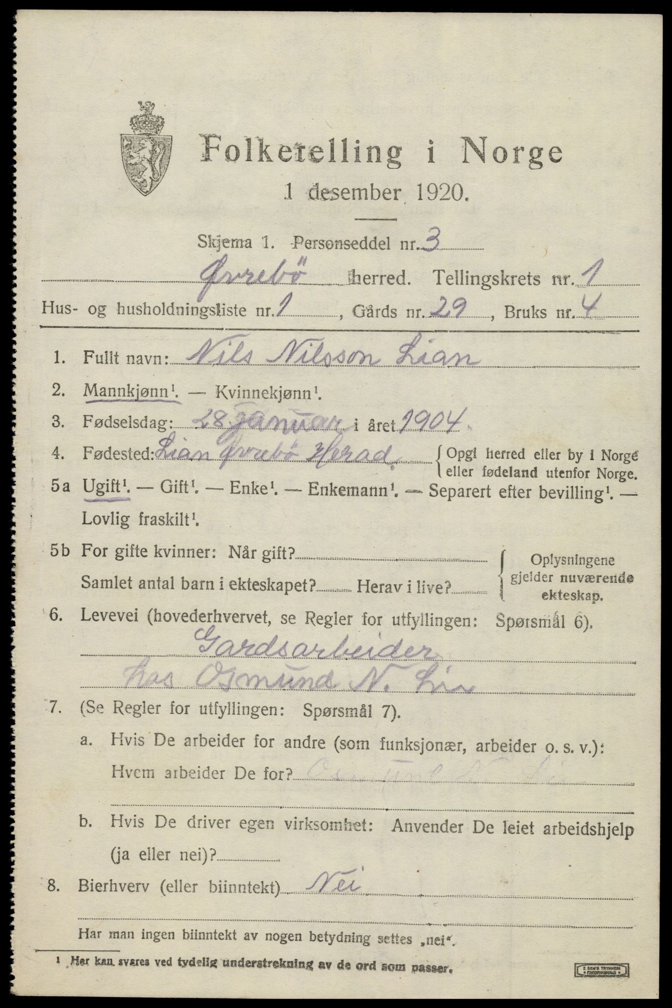 SAK, 1920 census for Øvrebø, 1920, p. 388