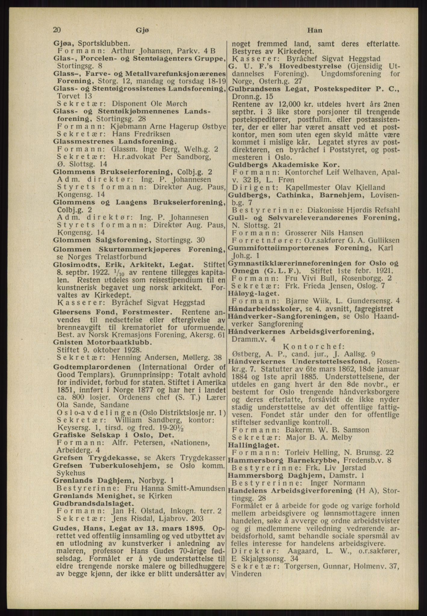Kristiania/Oslo adressebok, PUBL/-, 1939, p. 20