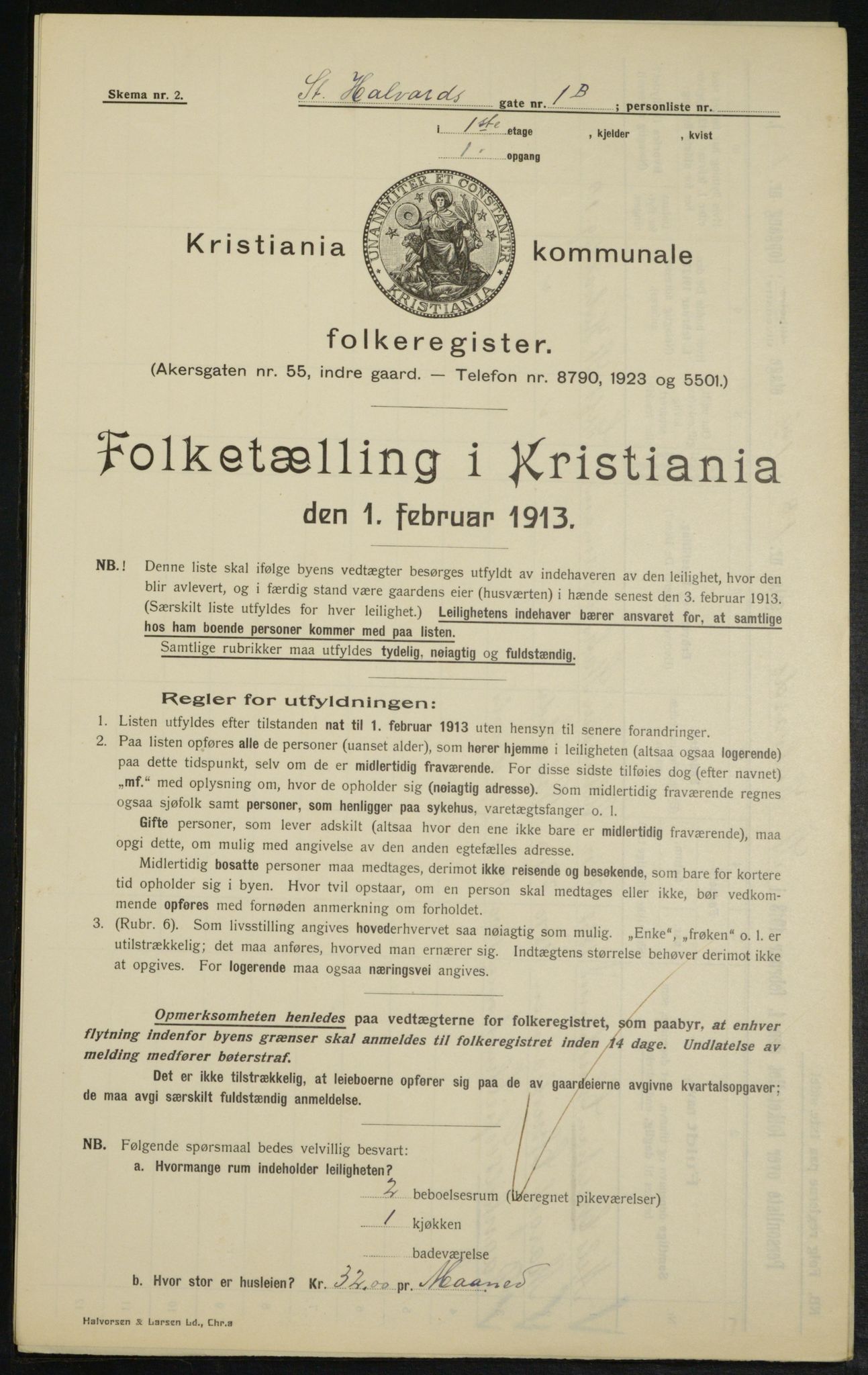 OBA, Municipal Census 1913 for Kristiania, 1913, p. 87423