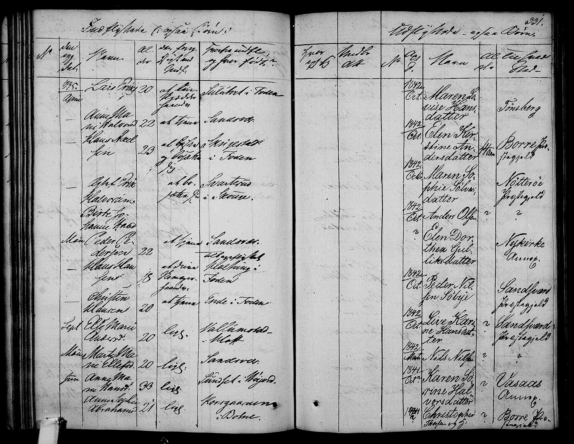 Våle kirkebøker, AV/SAKO-A-334/F/Fa/L0008: Parish register (official) no. I 8, 1824-1844, p. 331