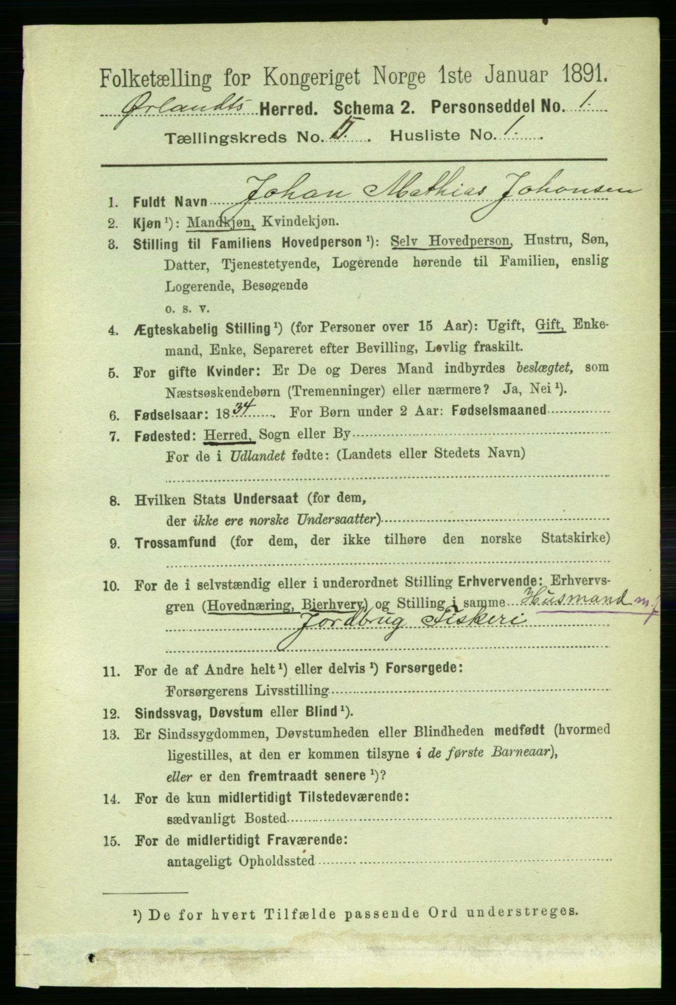 RA, 1891 census for 1621 Ørland, 1891, p. 1661