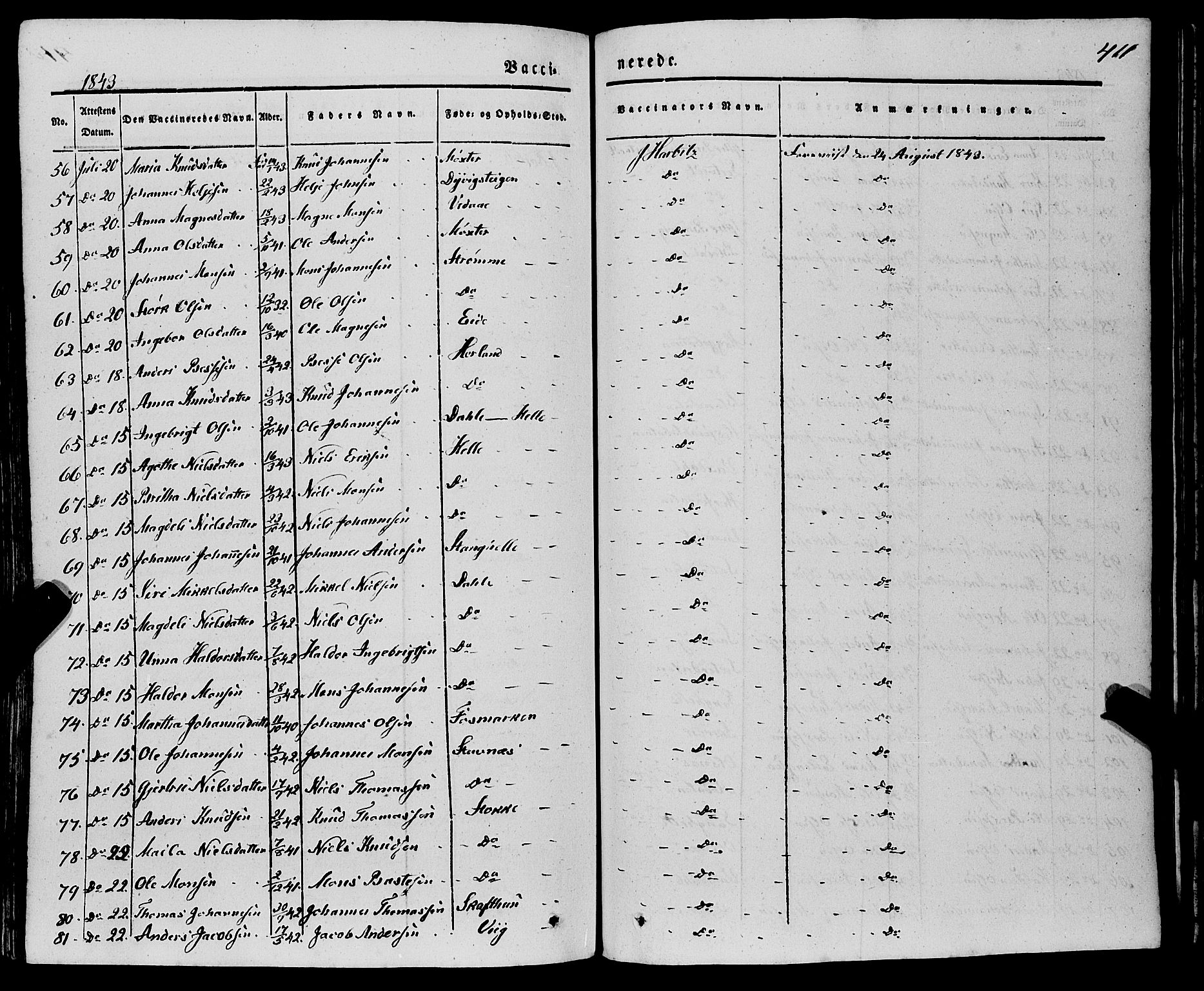 Haus sokneprestembete, AV/SAB-A-75601/H/Haa: Parish register (official) no. A 15, 1838-1847, p. 411