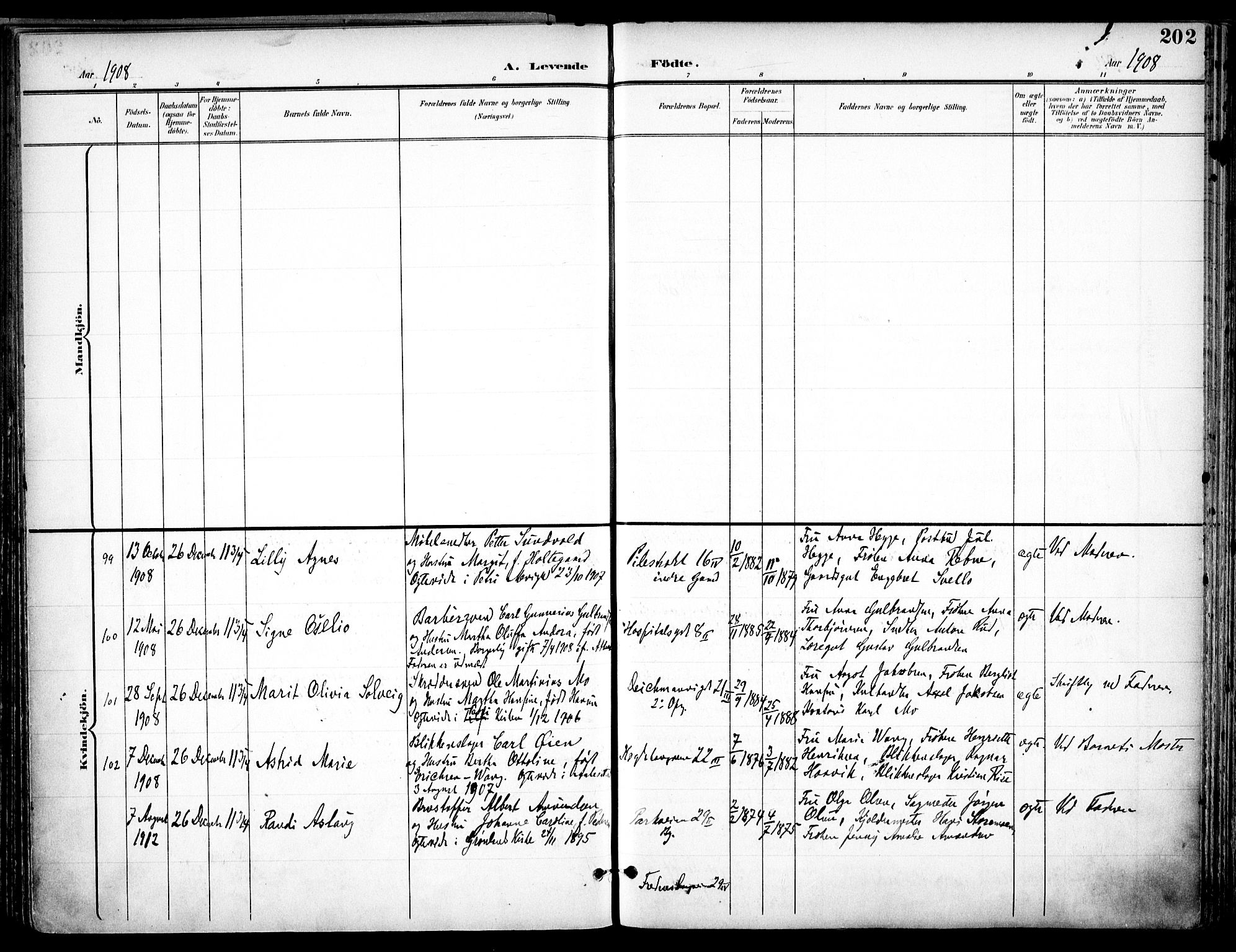 Trefoldighet prestekontor Kirkebøker, AV/SAO-A-10882/F/Fa/L0007: Parish register (official) no. I 7, 1900-1914, p. 202