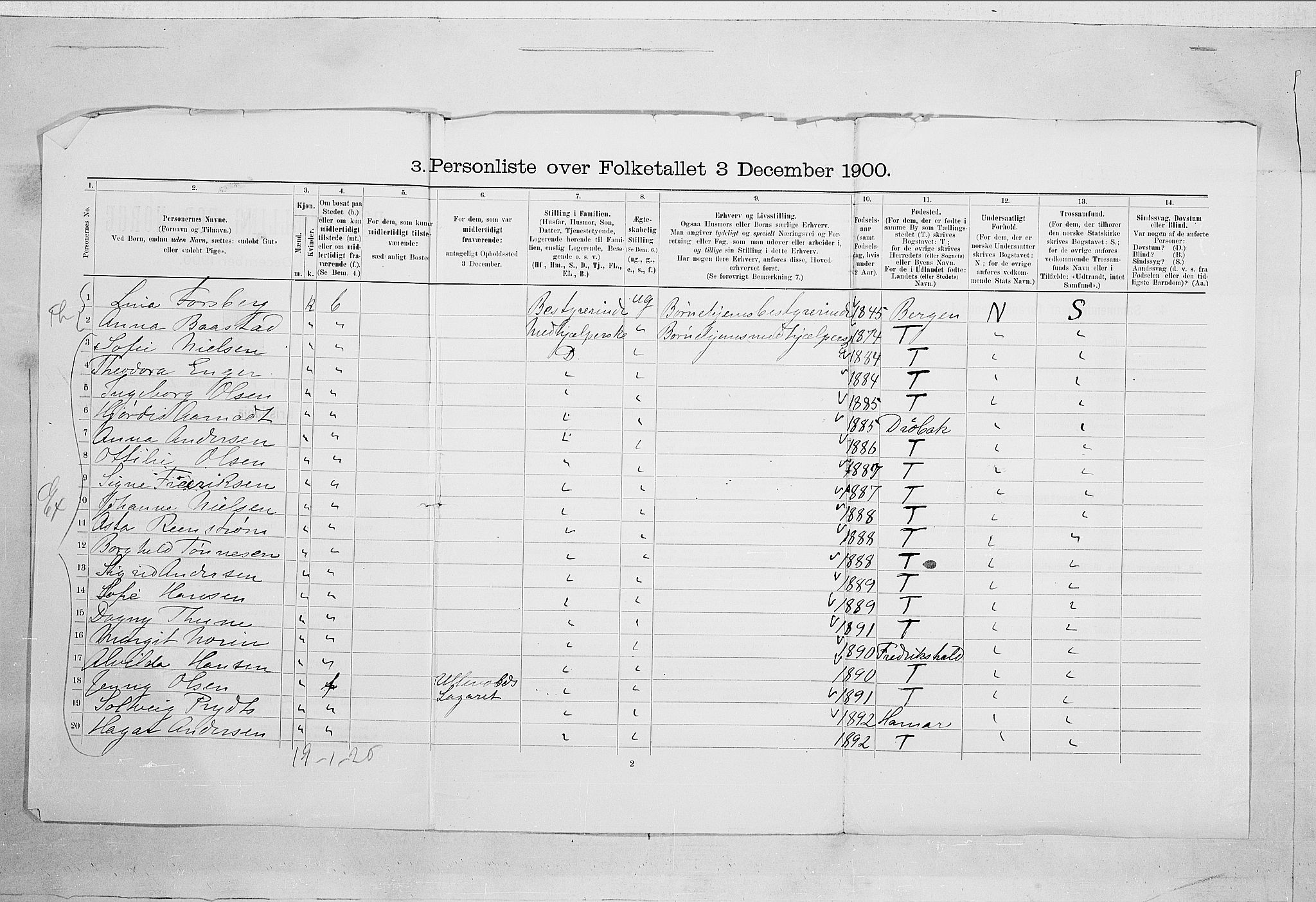 SAO, 1900 census for Kristiania, 1900, p. 112705